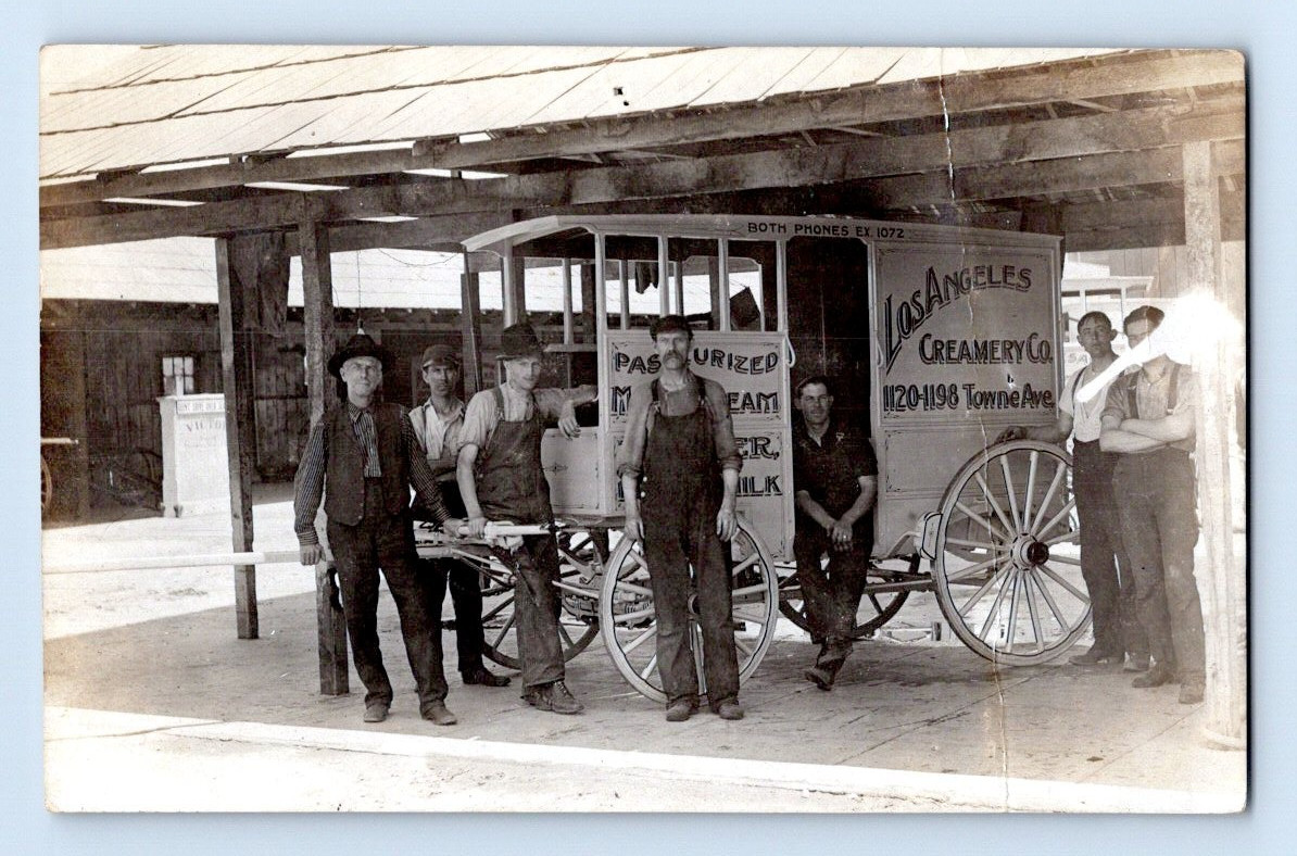 RPPC 1907. LOS ANGELES CREAMERY CO. DAIRY DELIVERY WAGON, CALIF. RARE POSTCARD RPPC 1907. LOS ANGELES CREAMERY CO. DAIRY DELIVERY WAGON, CALIF. RARE POSTCARD