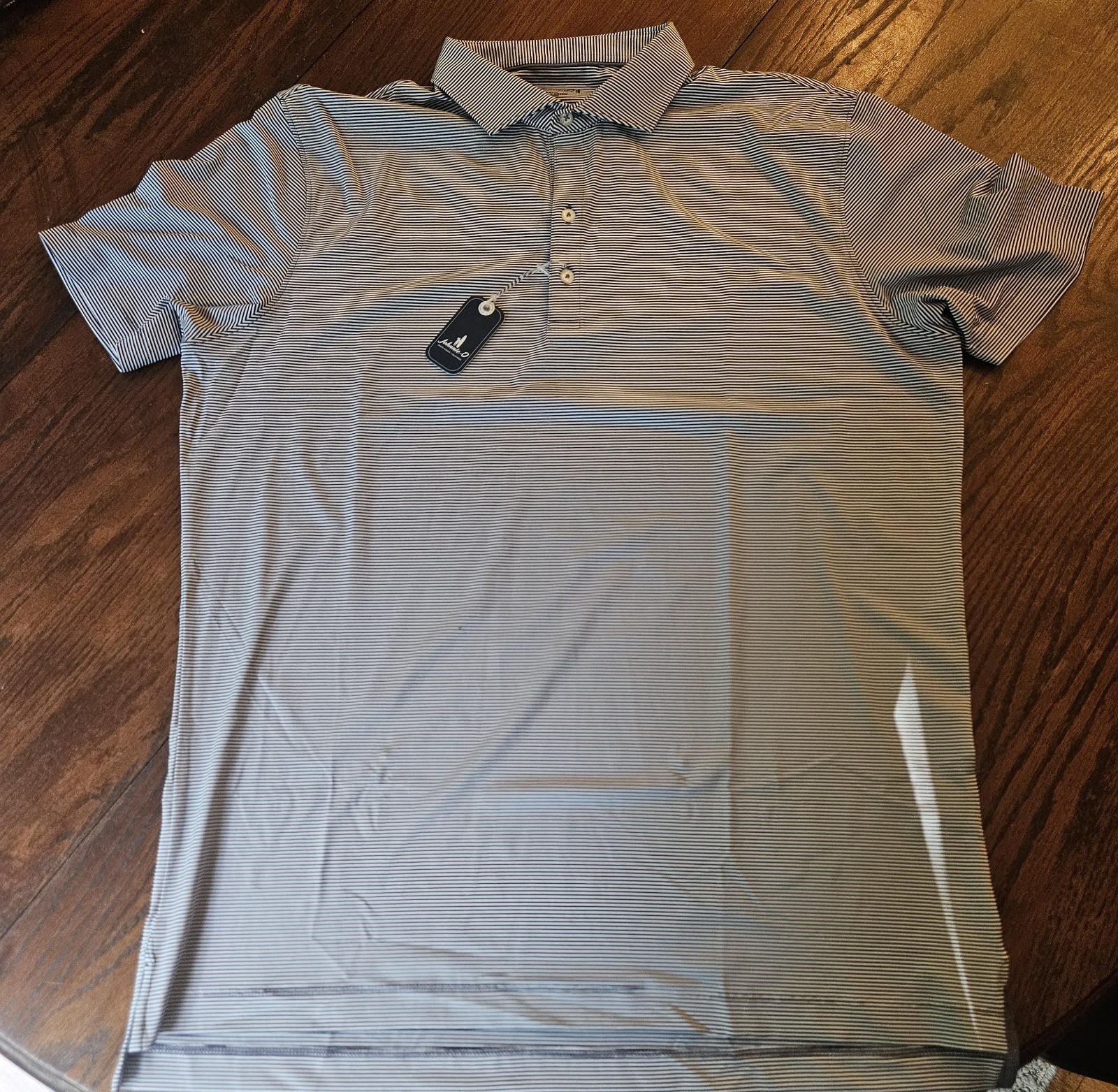 Johnnie-O Men\'s Polo Blue White Striped Size L NWT