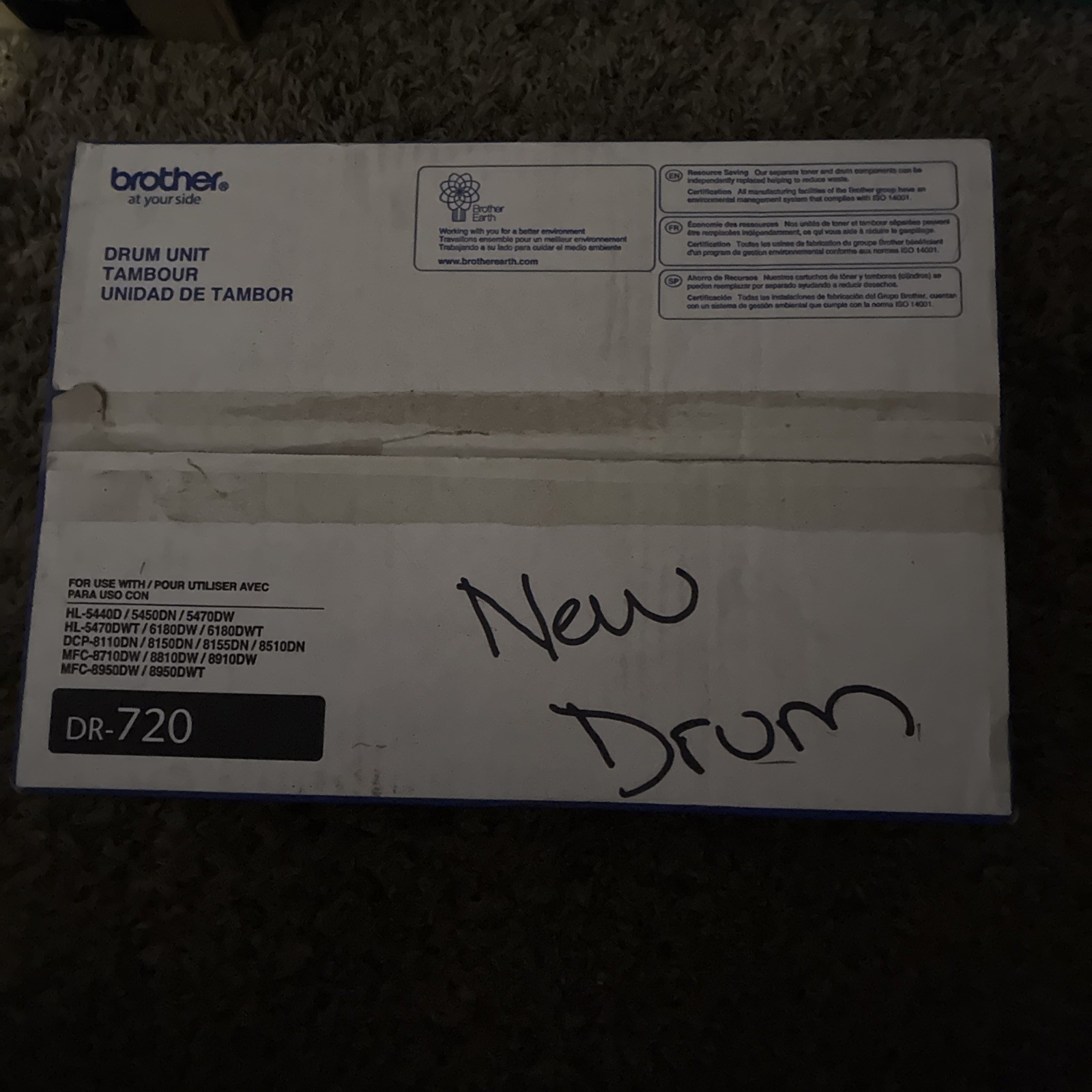 GENUINE BROTHER DR-720 DRUM UNIT UNSEALED ORIGINAL BOX NEVER INSTALLED