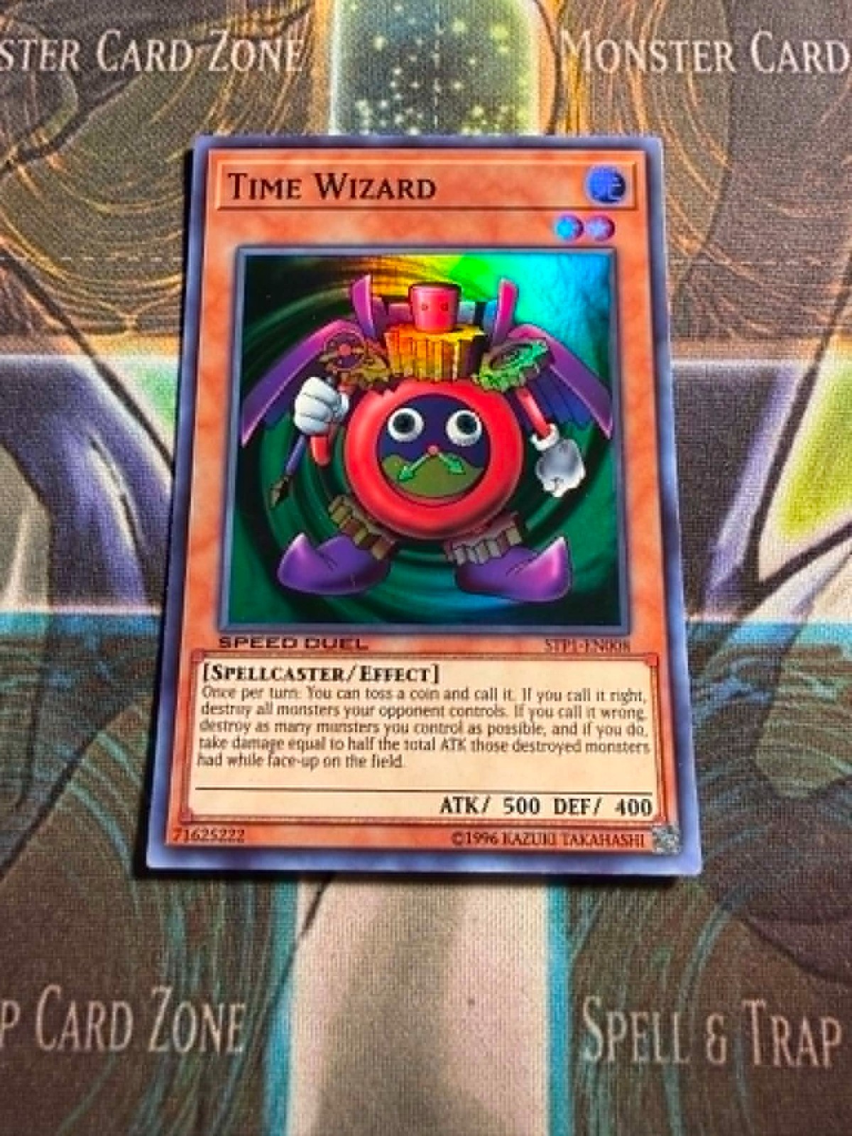 *** TIME WIZARD *** SUPER RARE HOLOGRAPHIC (ORIGINAL ART) STP1-EN008 YUGIOH