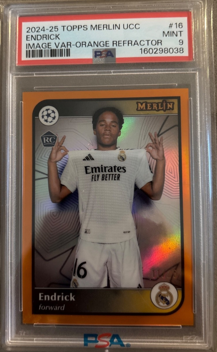 endrick rookie 2024-25 topps merlin ucc image variation orange refractor /25 endrick rookie 2024-25 topps merlin ucc image variation orange refractor /25