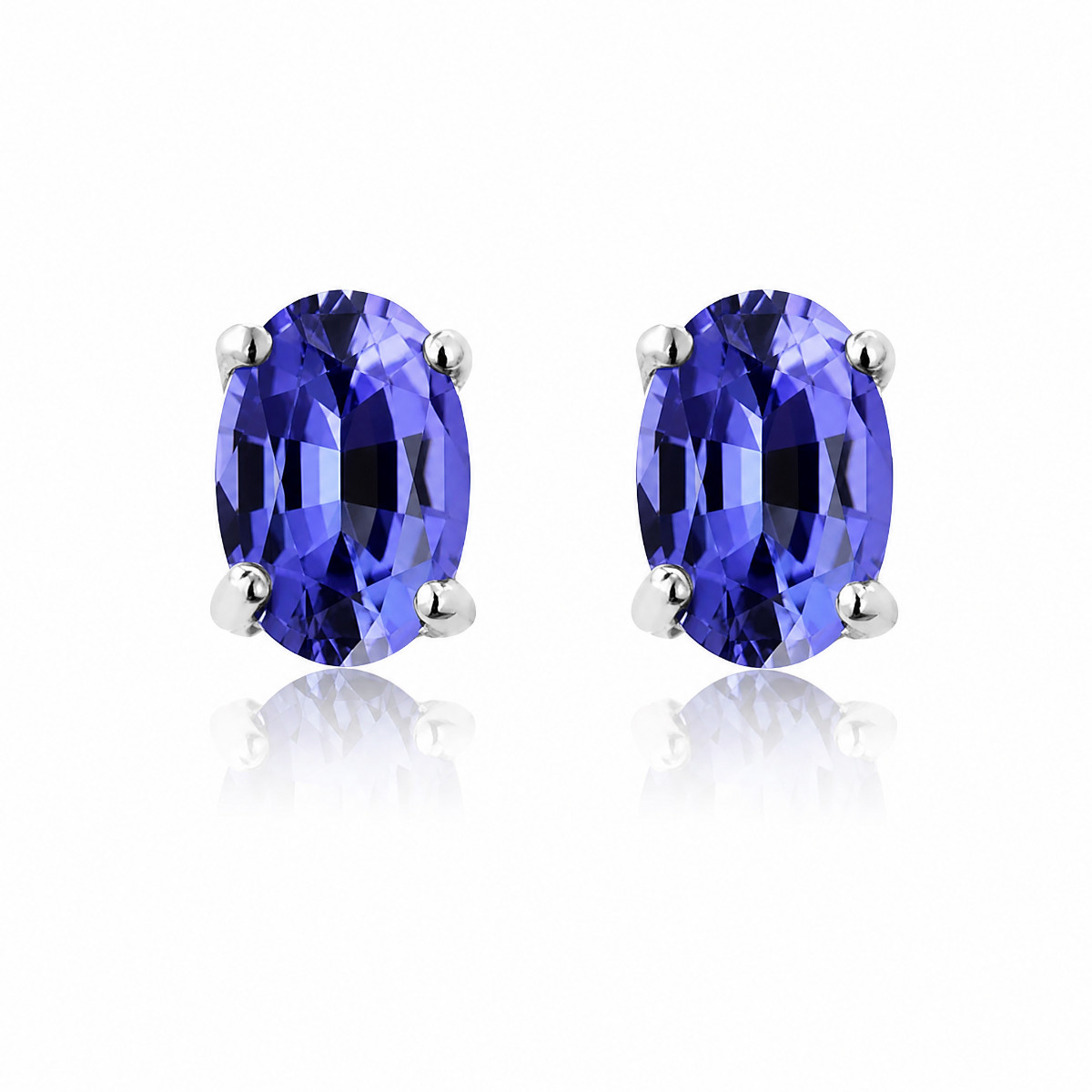 Natural Tanzanite Oval Stud Earring Sterling Silver 2ct December Birthstone Gift