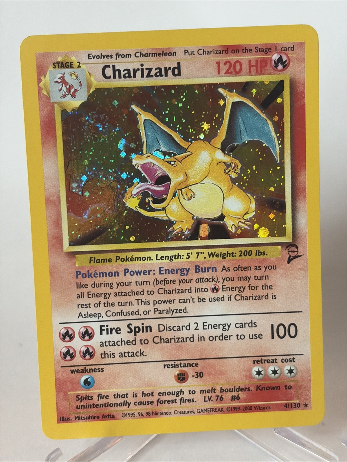 Wizards of the Coast Charizard 004/130 Base Set 2 Holo Rare Stage 2 1999 SWIRL