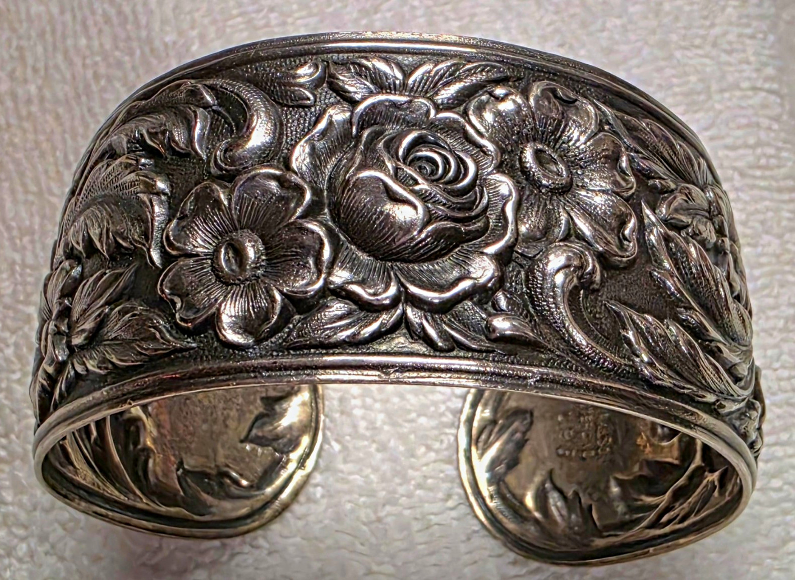 Vintage S. Kirk & Son Sterling Silver Repousse Cuff Bracelet, Pattern 19F