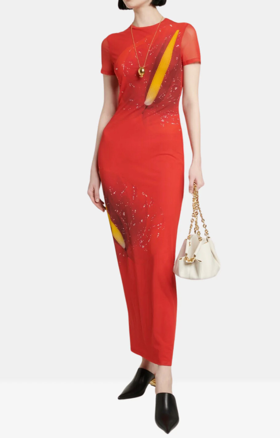 Loewe Red Anthurium Print Stretch Maxi Dress UK12 AU12