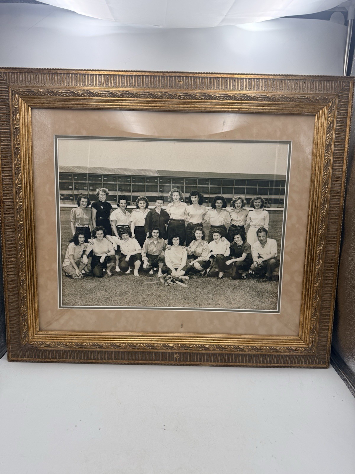 Orig 1950s Women Baseball Team Photo Glass Gild Framed 20x24 League of Their Own