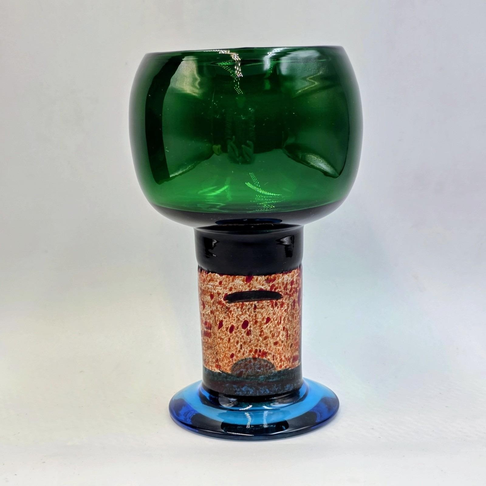 Kaj Franck Goblet Nuutajarvi Notsjo signed mid century Finland Green Blue Kaj Franck Goblet Nuutajarvi Notsjo signed mid century Finland Green Blue