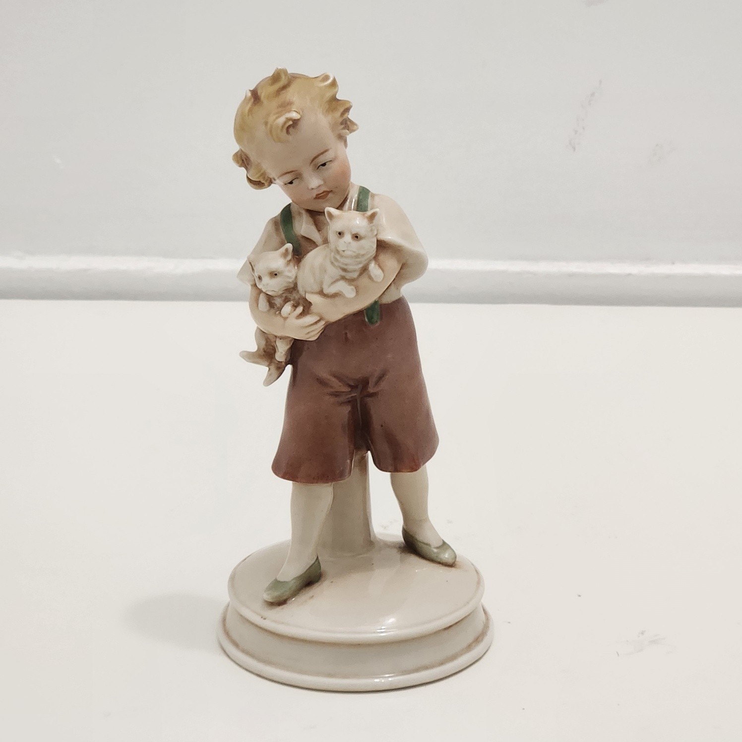 Antique German Carl Schneider/Gräfenthal Boy Holding 2 Cats Stock #19734 Antique German Carl Schneider/Gräfenthal Boy Holding 2 Cats Stock #19734