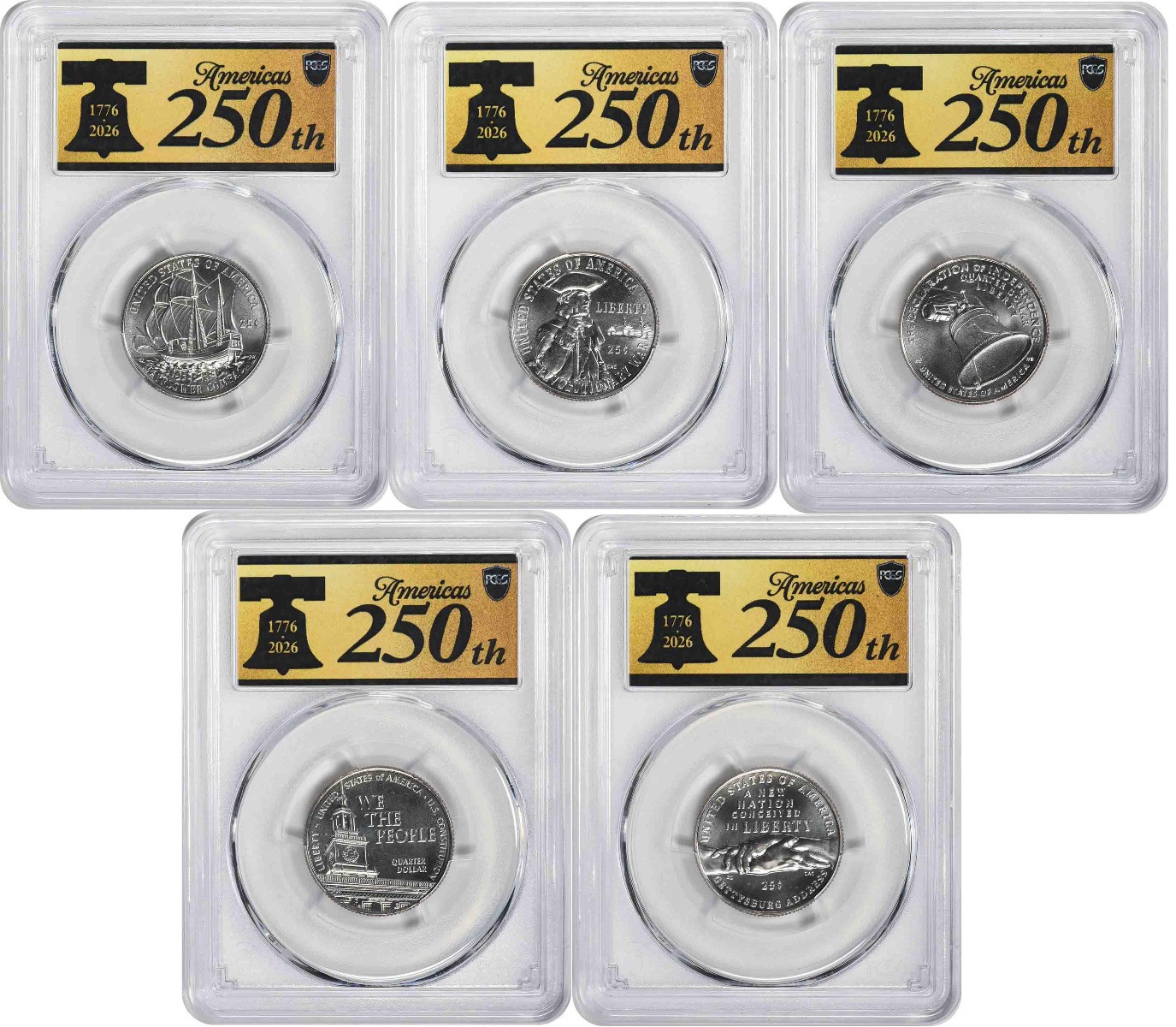 2026-D Semiquincentennial Quarter Set MS66 FDOI PCGS (Anniversary Label)