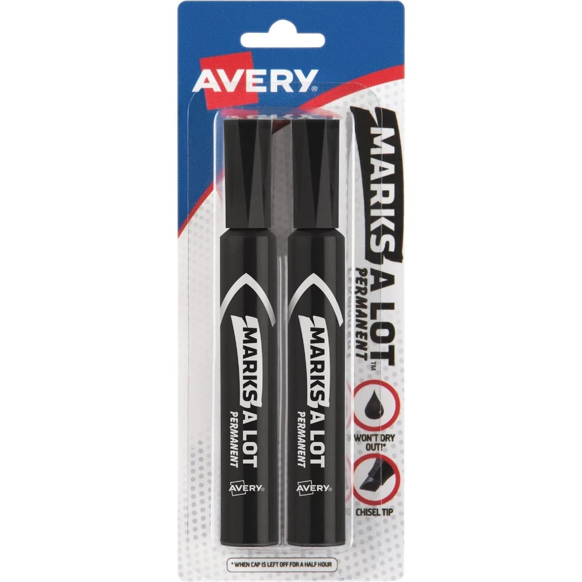 Avery Marks-A-Lot Permanent Markers, Regular Desk-Style Size, Chisel Tip, Water 