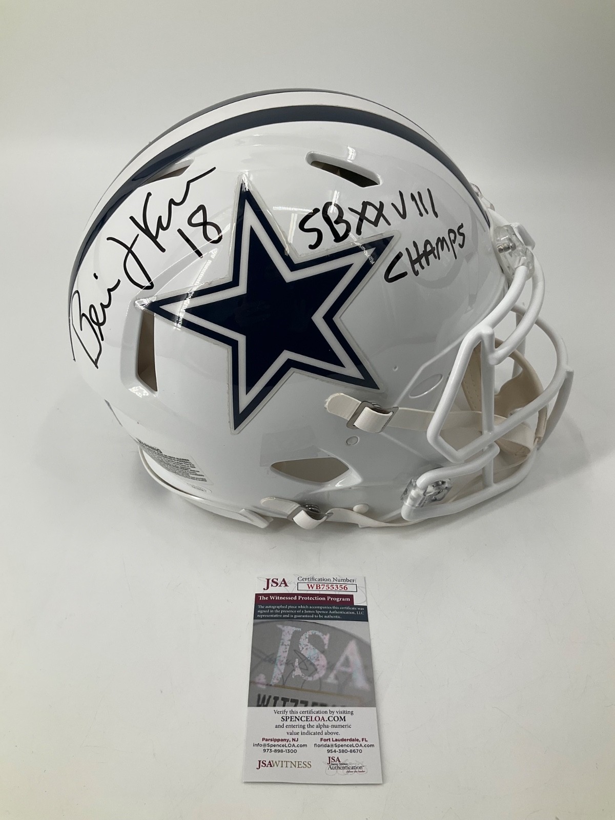 BERNIE KOSAR AUTOGRAPHED DALLAS COWBOYS FULL SIZE AUTHENTIC JSA WITNESS COA