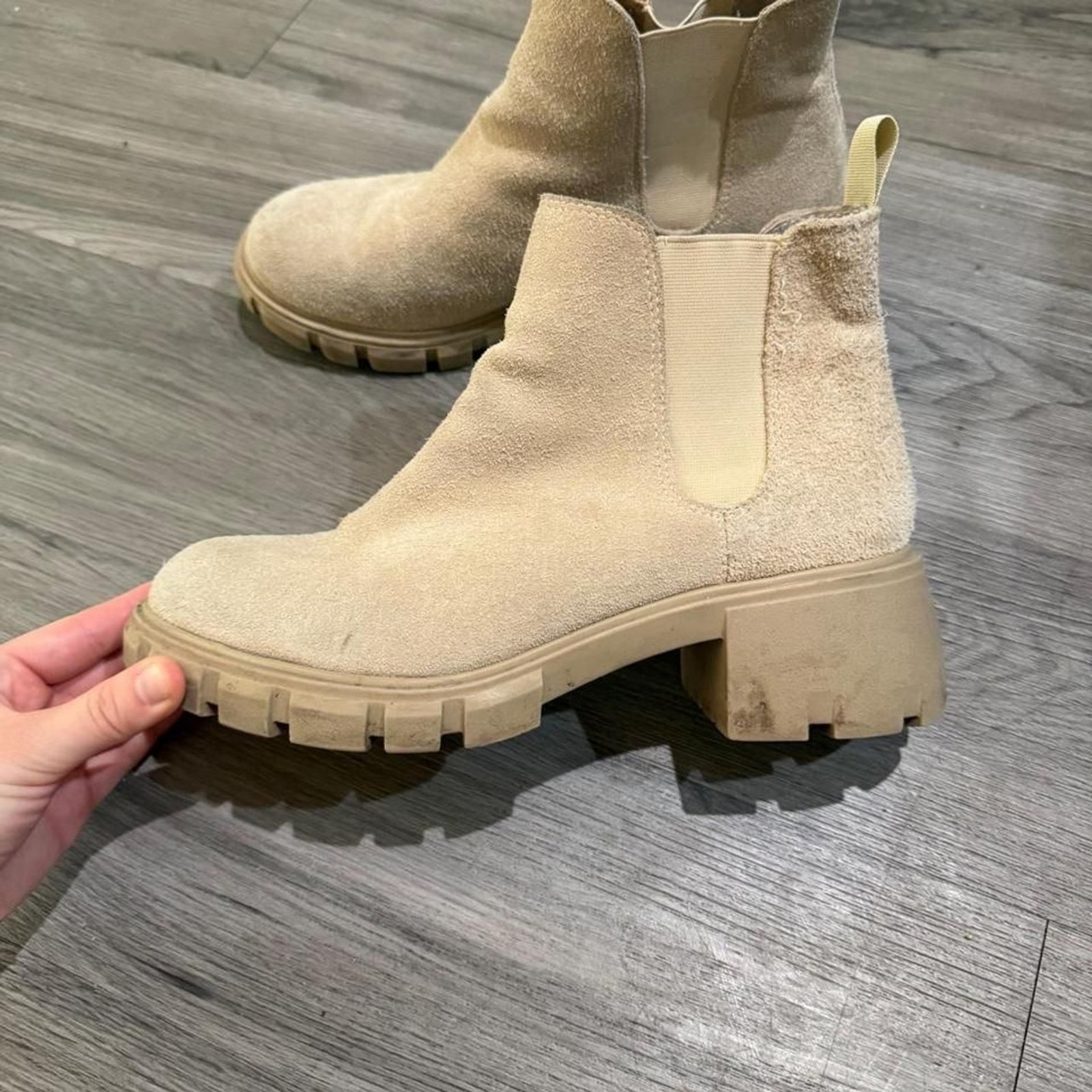 Steve-madden Women\'s Cream and Tan Boots