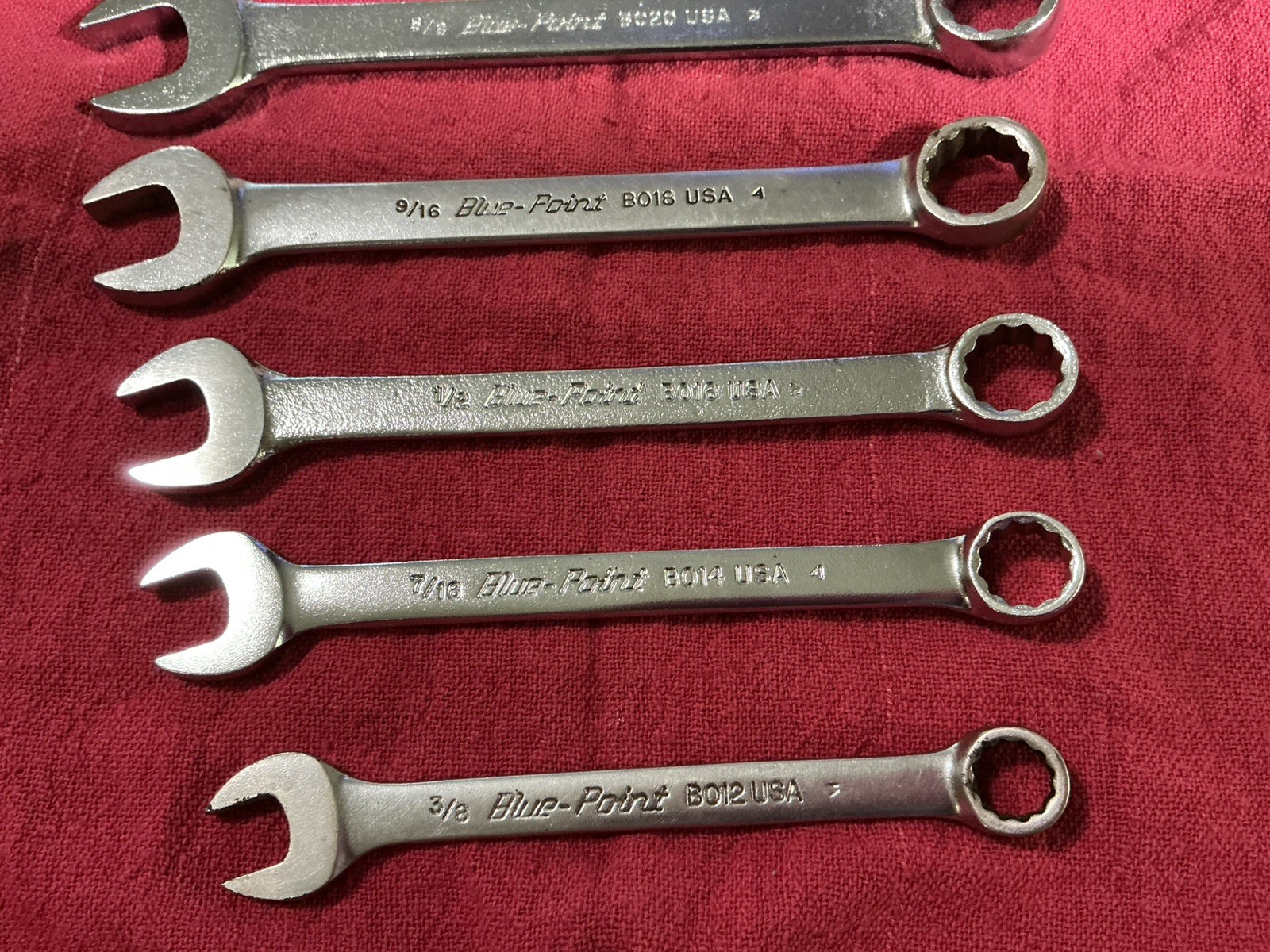 Set of 6 Blue Point USA SAE Combination Wrenches BO12 3/8\