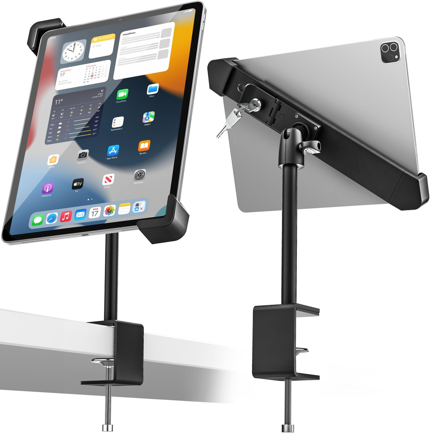 Anti-Theft Desktop Tablet Kiosk Stand - [Dual Security Lock] 360° Swivel Locking