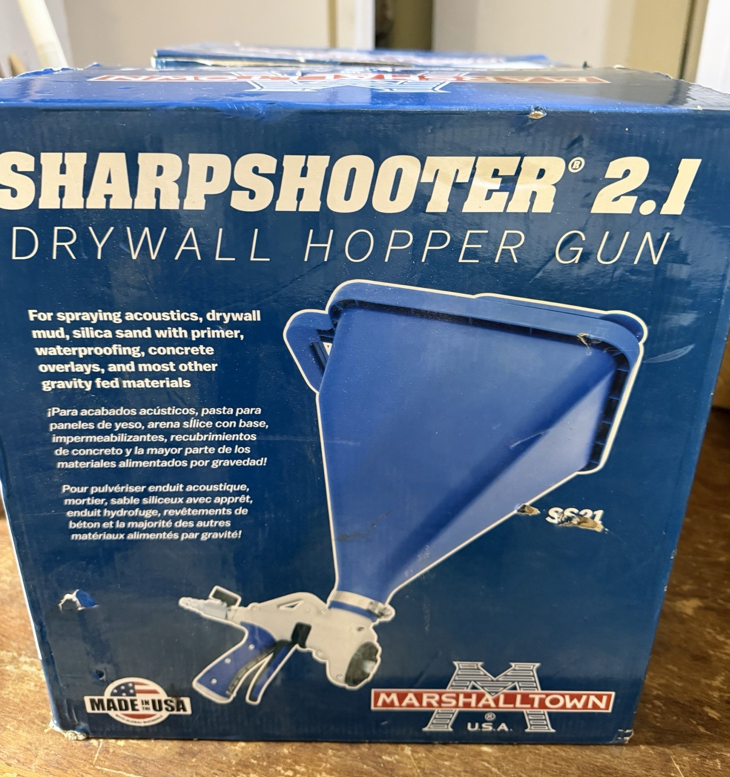 NEW Marshalltown SharpShooter 2.1 Drywall Sprayer Gun with Hopper - Blue (SS21)