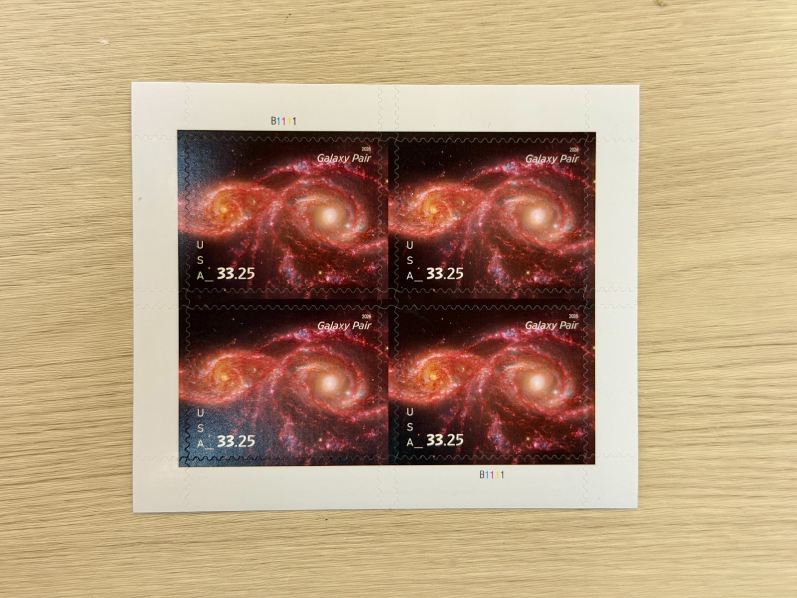 Pane of $33.25 Galaxy Pair Priority Mail Express Stamps | MNH | 2026 | FV $133