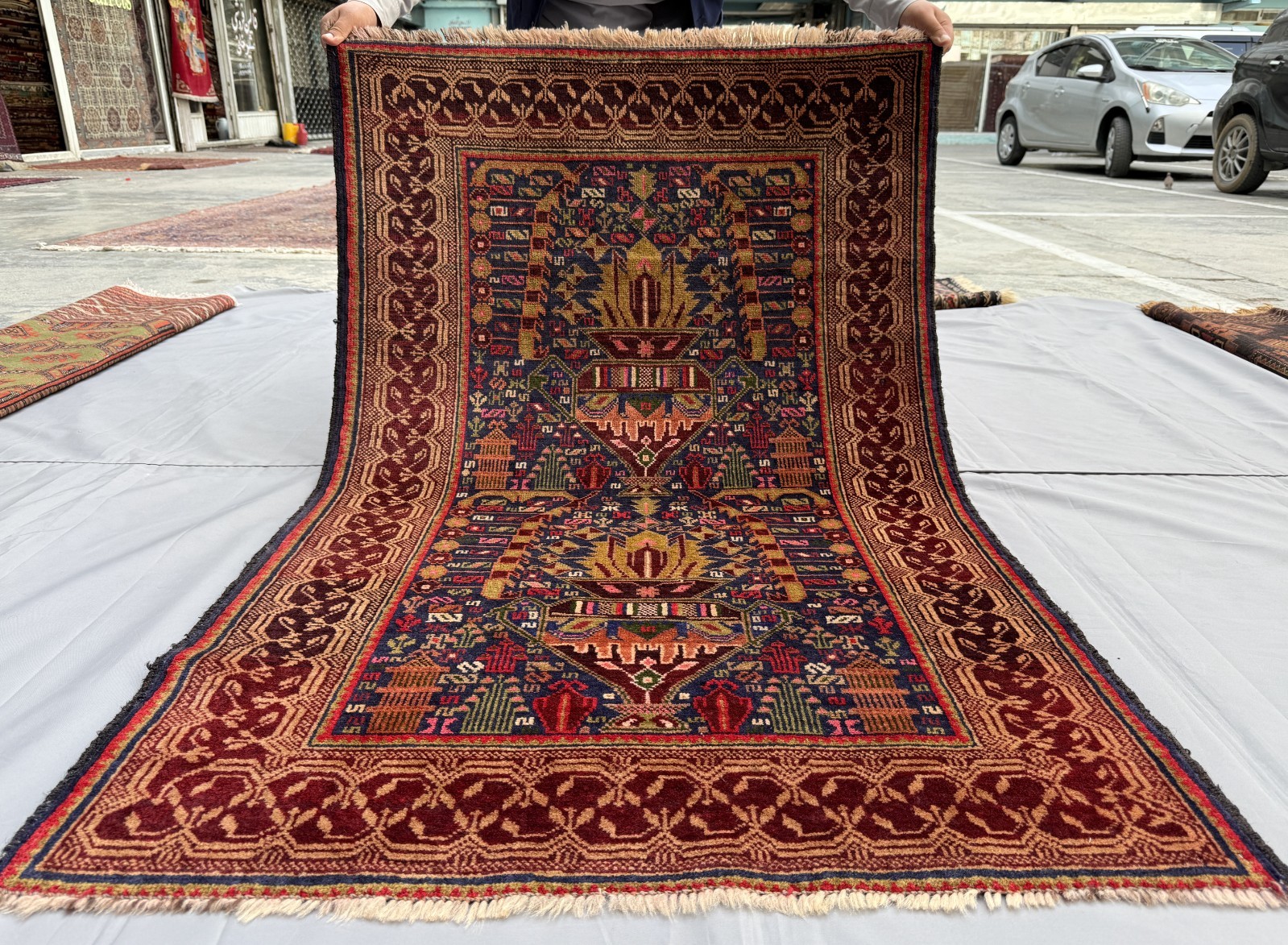 Blue Antique Afghan Baluchi Rug 3x5 Hand Knotted Persian Style Oriental Carpet