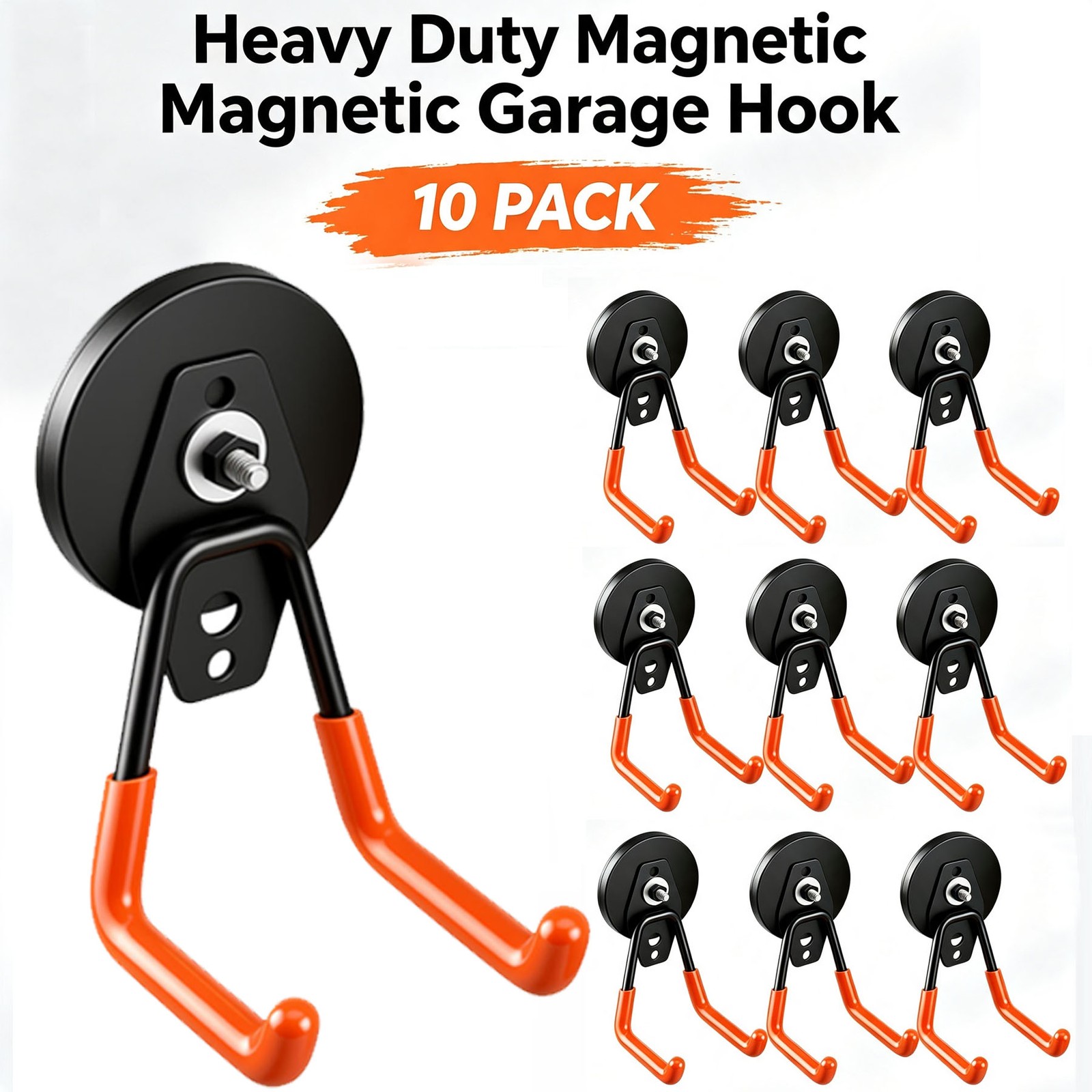 10PCS Heavy Duty Large Garage Magnet Hooks Strong Storage Utility Magnetic Hooks