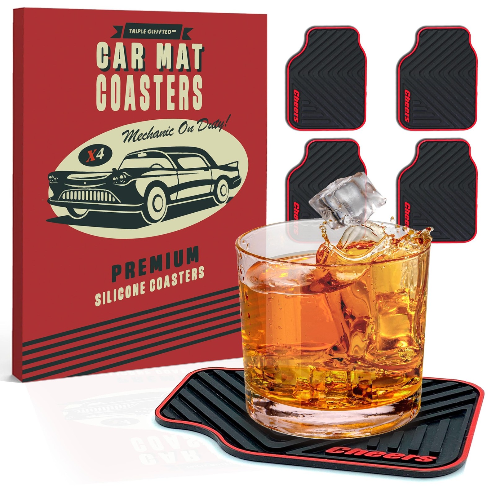 Triple Gifffted Silicone Drink Coasters, Funny Gag Novelty Car Enthusiasts Lo... Triple Gifffted Silicone Drink Coasters, Funny Gag Novelty Car Enthusiasts Lo...