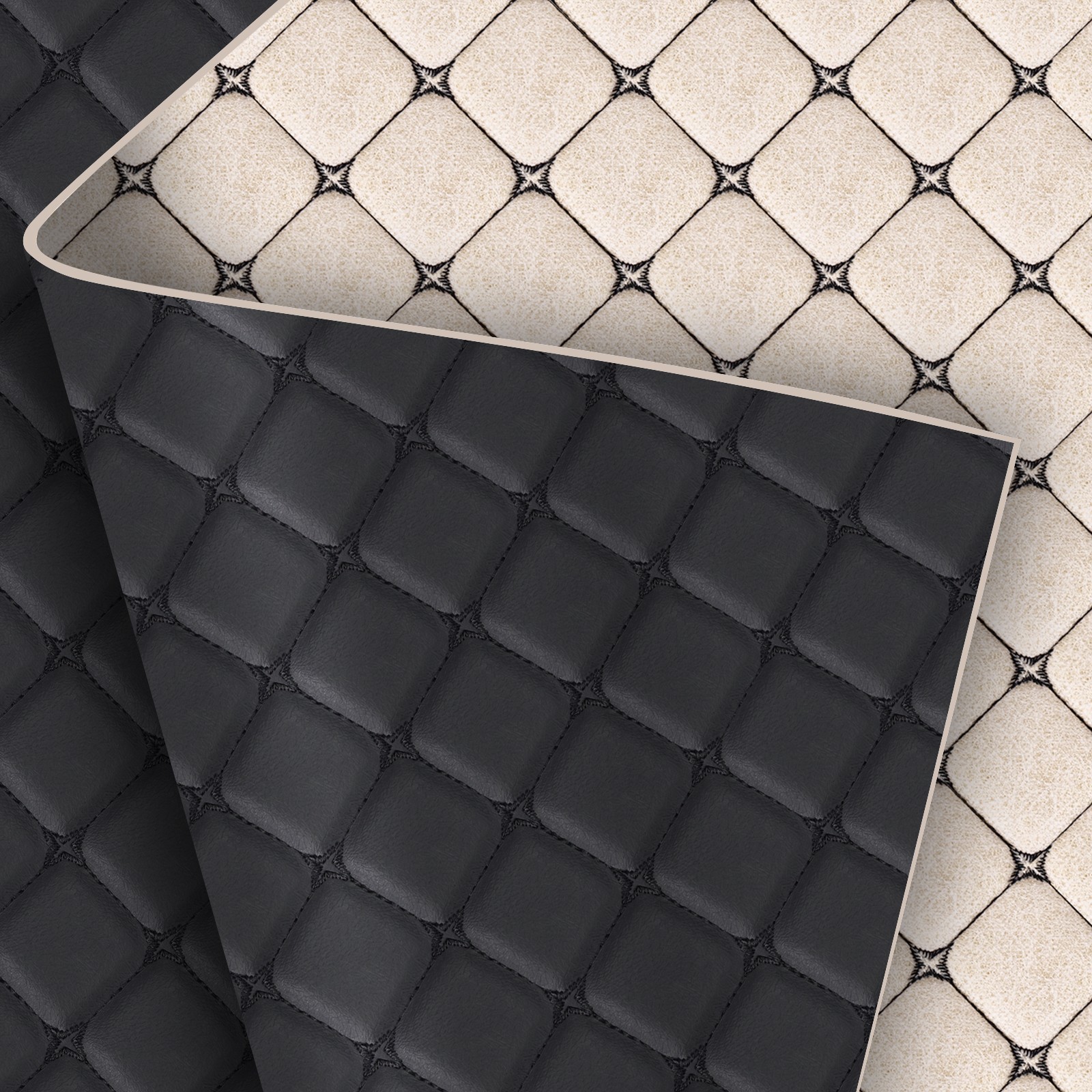 PU Leather Diamond Quilted 6mm Foam Backed Car Headliner Upholstery By Yard