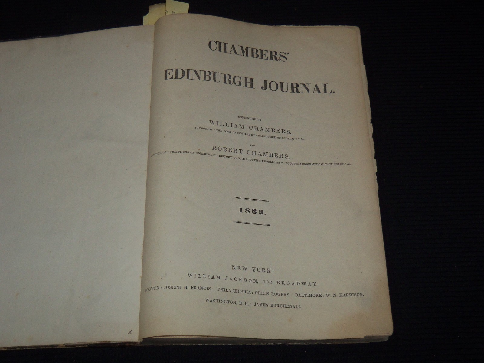1839 JAN-DEC CHAMBERS\' EDINBURGH JOURNAL MAGAZINE BOUND VOLUME - KD 5403G