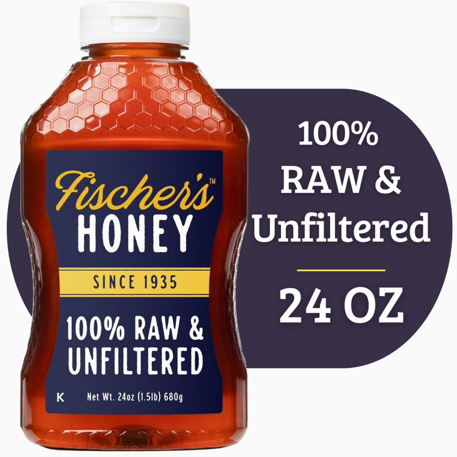 Fischers Honey, 24oz Raw and Unfiltered, Local 100% US Grade Squeeze Bottle New Fischers Honey, 24oz Raw and Unfiltered, Local 100% US Grade Squeeze Bottle New