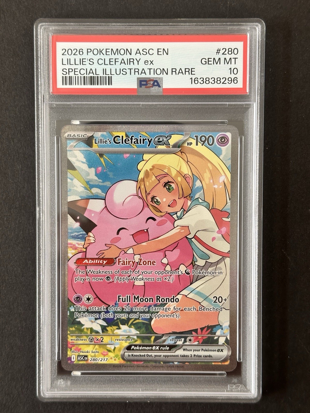 2026 Pokemon Lillie’s Clefairy Ex 280/217 PSA 10 #280 Ascended Heroes SIR