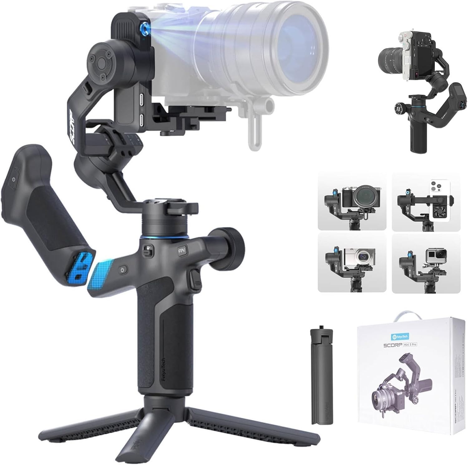 Feiyu SCORP Mini 3 Pro All-in-One Gimbal Stabilizer w/ AI Tracking Remote Handle