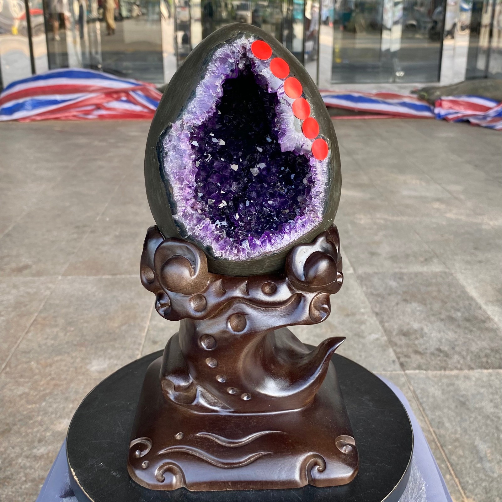 8.02LB High quality Natural Amethyst geode quartz crystal Dinosaur egg healing