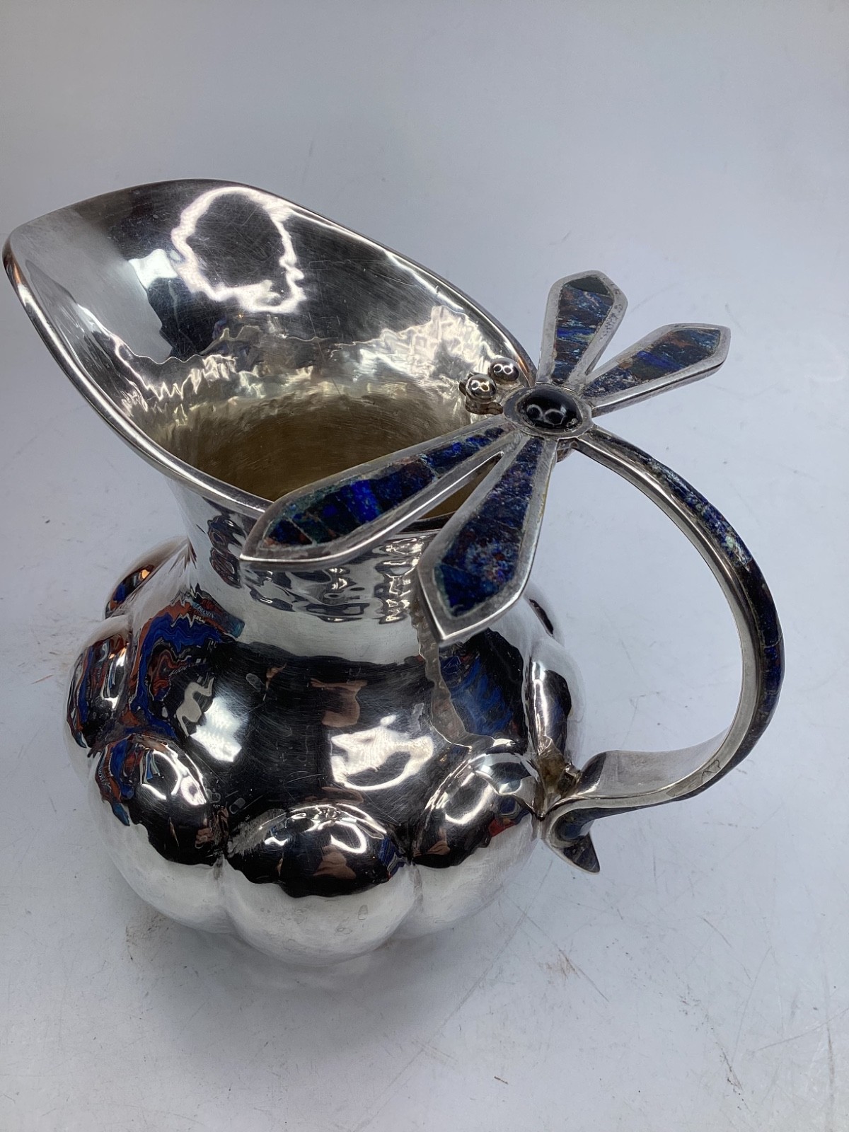 GORGEOUS SILVER LOS CASTILLO WATER PITCHER lapiz inlay Dragonfly (a3) GORGEOUS SILVER LOS CASTILLO WATER PITCHER lapiz inlay Dragonfly (a3)