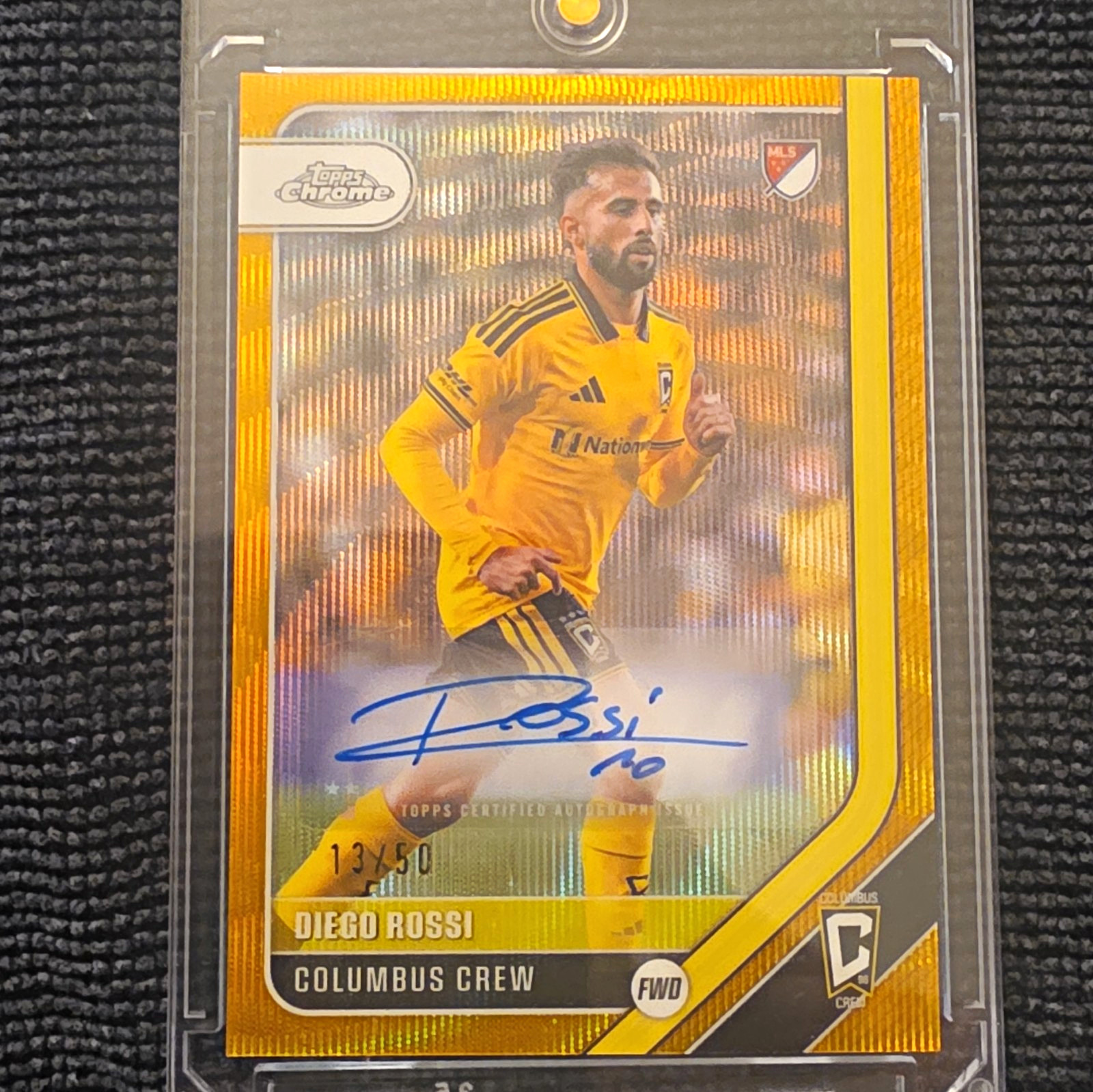 Topps 2025 Chrome MLS Diego Rossi CA-DR Autograph Gold Refractor /50 Crew SC