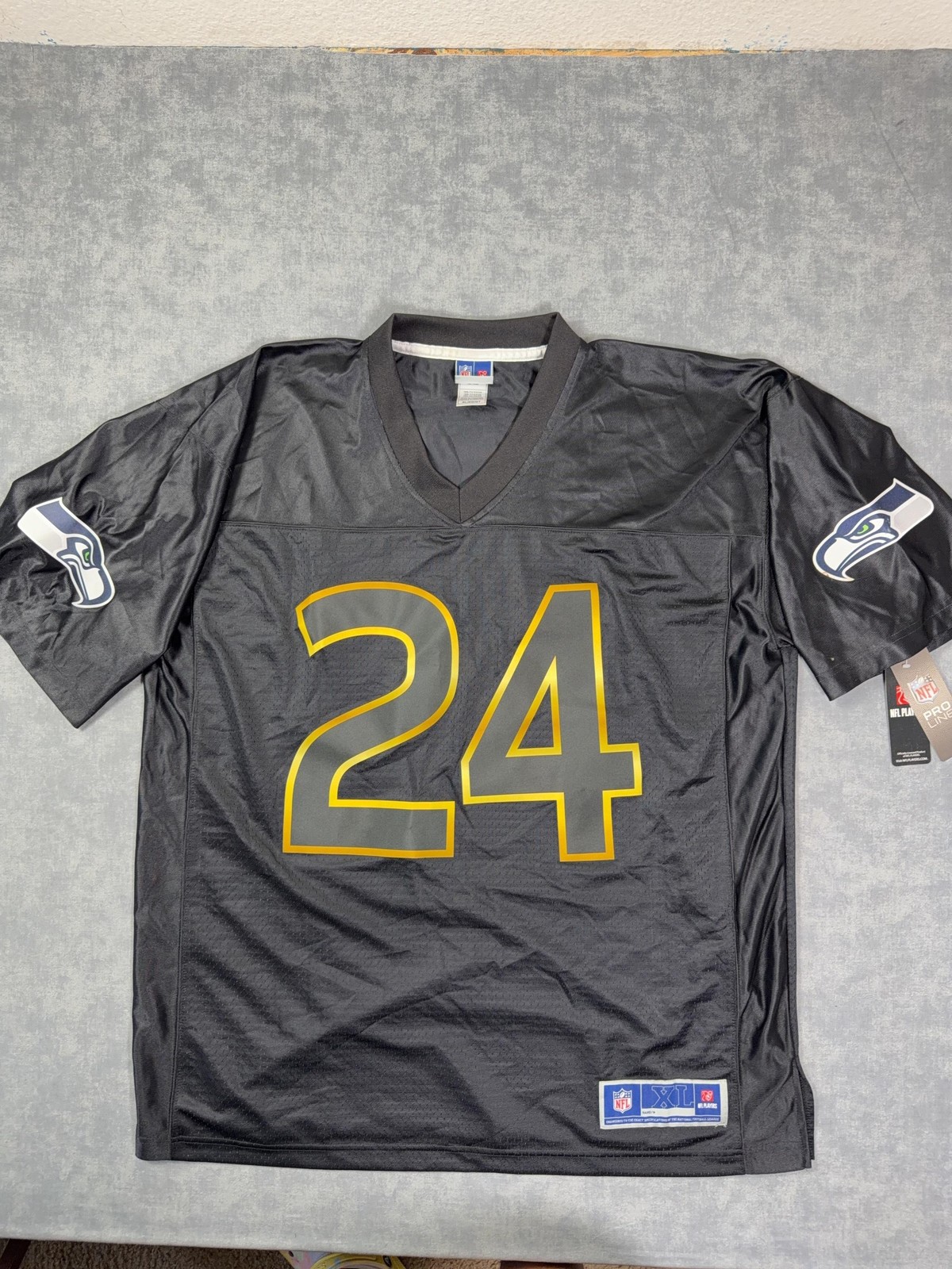 Marshawn Lynch 24 Seattle Seahawks Jersey Mens XL Black NFL Pro Line