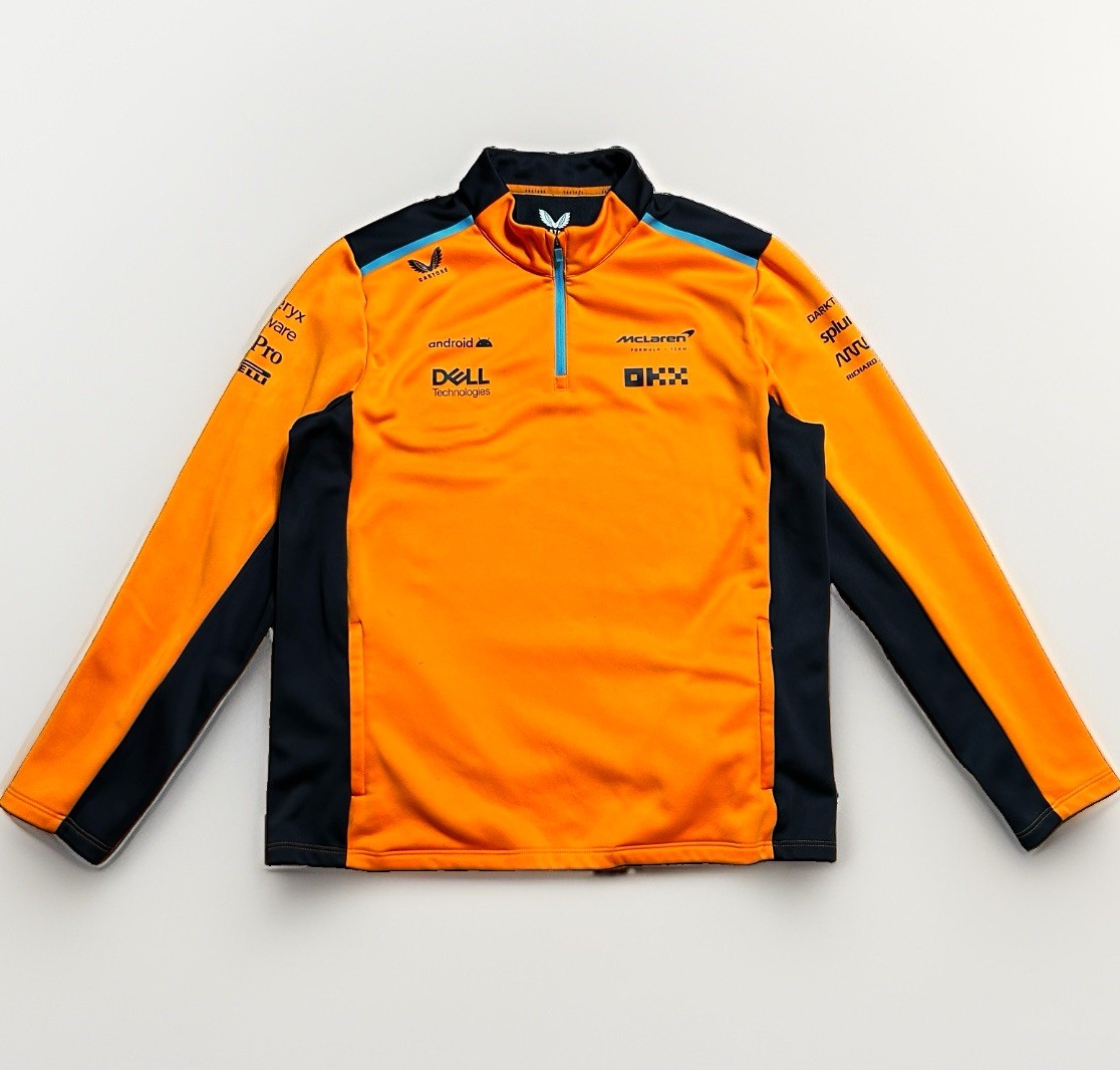 2023 McLaren Castore F1 Racing Team Midlayer Jacket Quarter Zip Orange Mens XL 2023 McLaren Castore F1 Racing Team Midlayer Jacket Quarter Zip Orange Mens XL