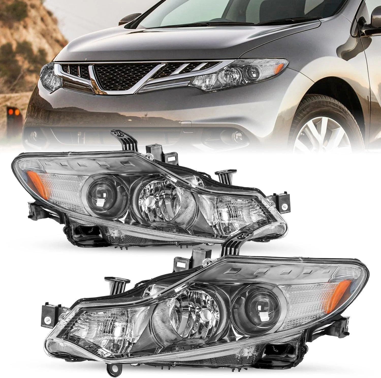 Halogen Model Headlight Assembly Compatible with 2009-2014 Murano OE Style Headl Halogen Model Headlight Assembly Compatible with 2009-2014 Murano OE Style Headl