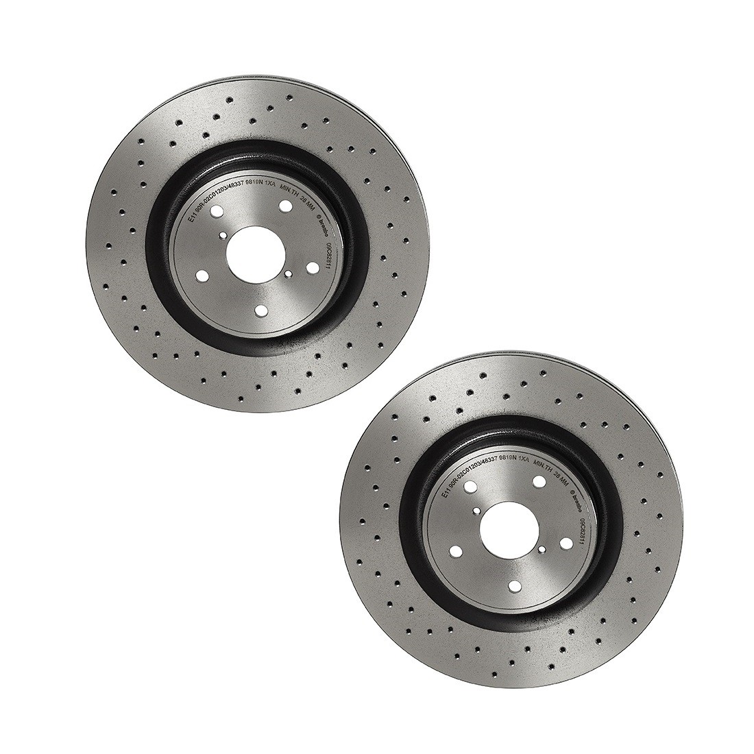 Brembo Pair Set 2 Front Drilled Disc Brake Rotors For Subaru WRX STI 2018-2020