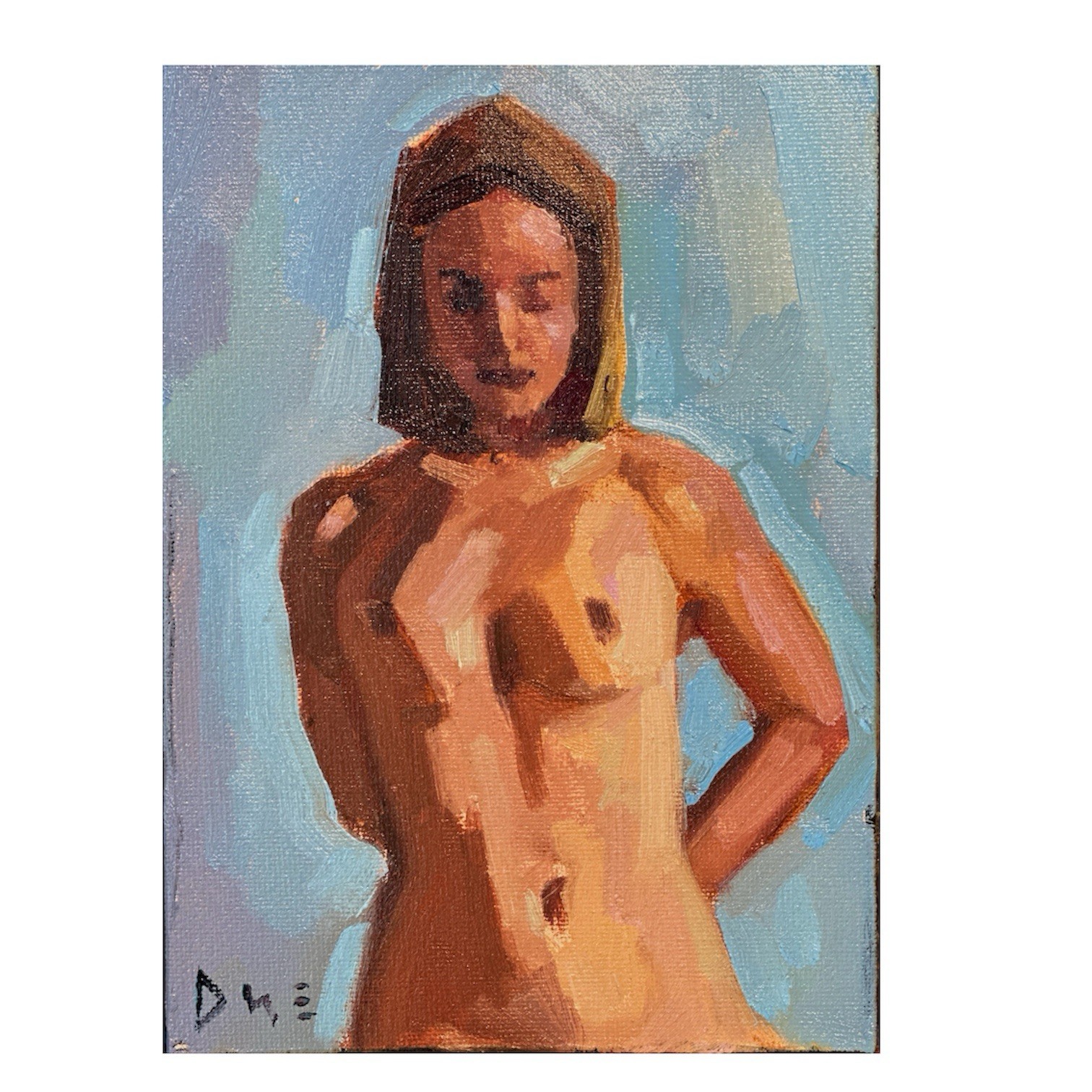 Original Painting Female Figure Abstract Impressionist Signed 5x7 Art Woman Girl