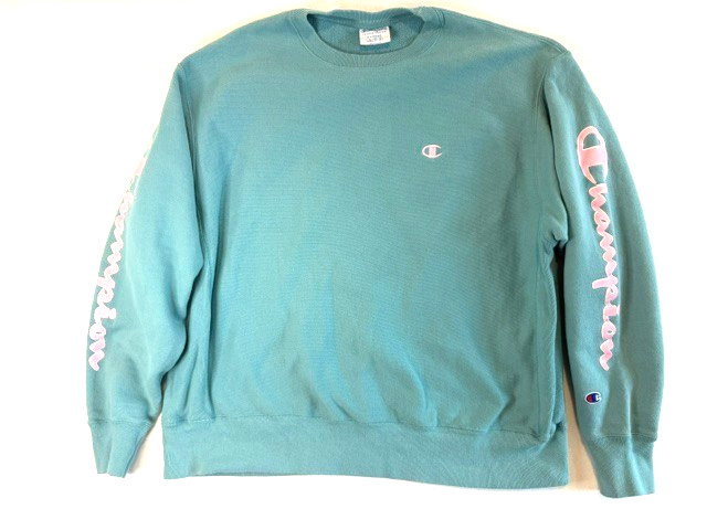 Champion REVERSE WEAVE Aqua Crewneck Sweatshirt Mens Size Large Pullover 90s VTG