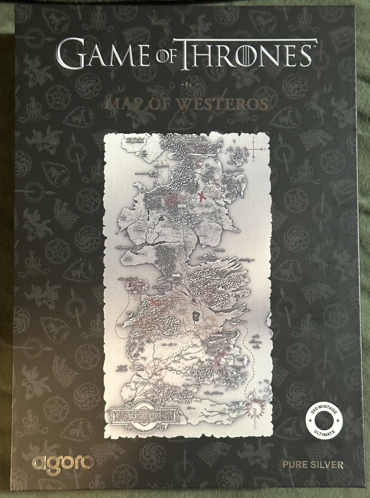 2026 Agoro Game of Thrones Map of Westeros 5oz Silver Coin 159/250
