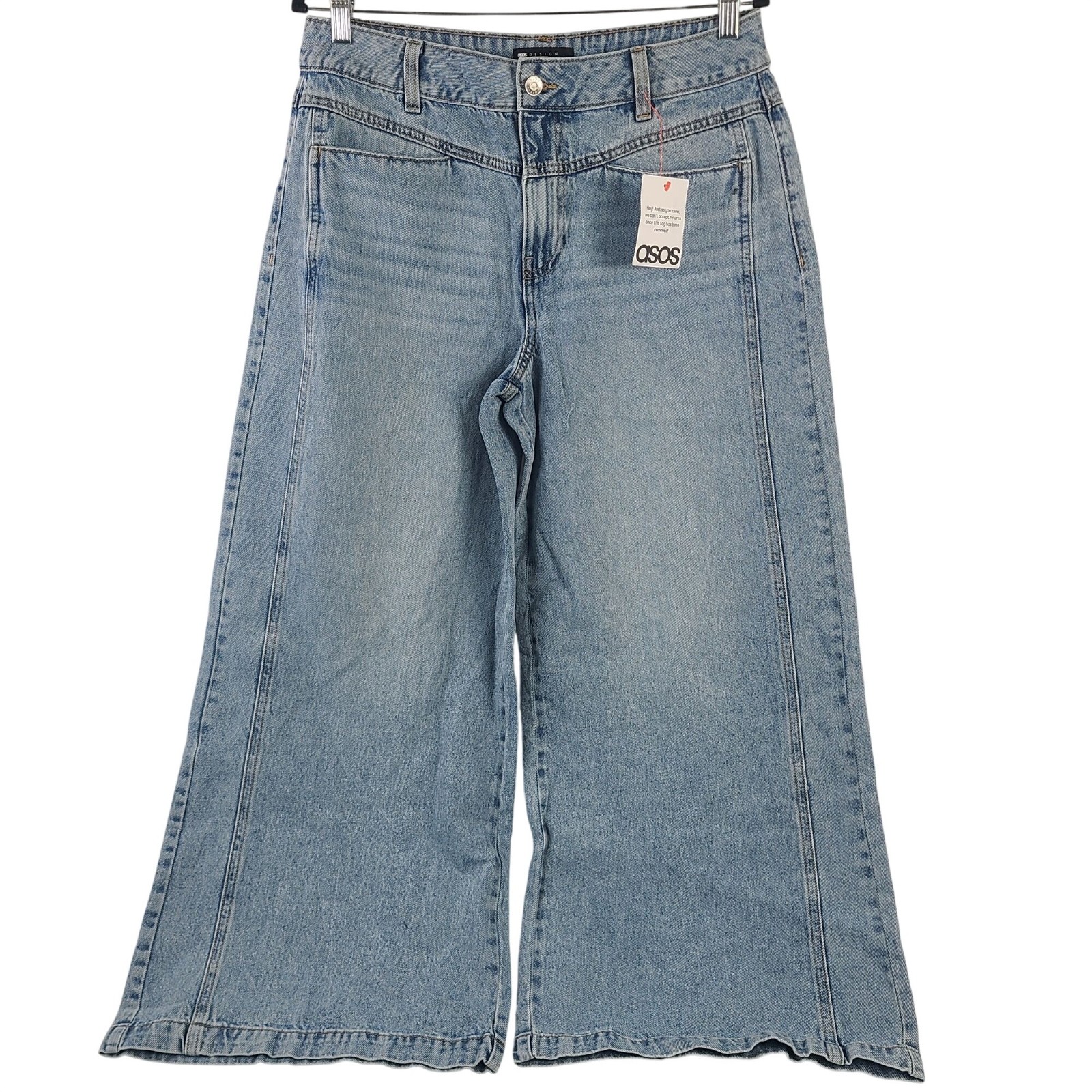 NEW ASOS Design Ankle Grazer Wide Leg Light Wash Denim Jeans Sz US 8
