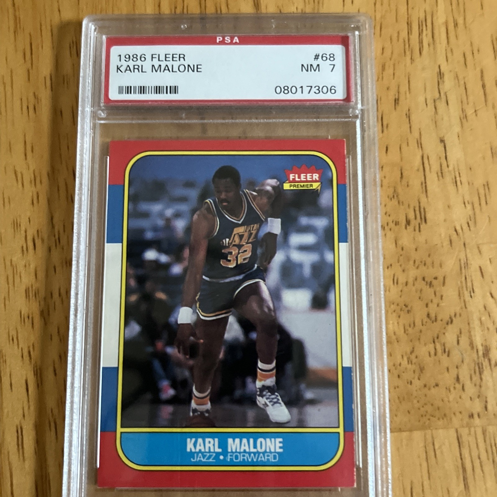 1986 FLEER #68 KARL MALONE ROOKIE RC PSA 7