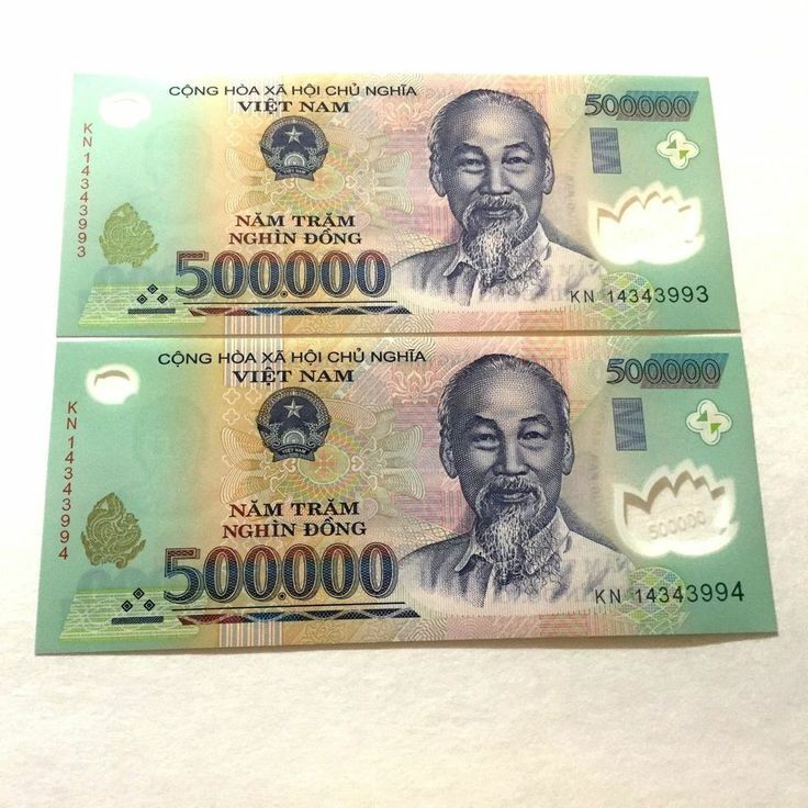 1 MILLION VIETNAM DONG (2 x 500,000 VND) 1,000,000 VIETNAMESE Authentic Currency