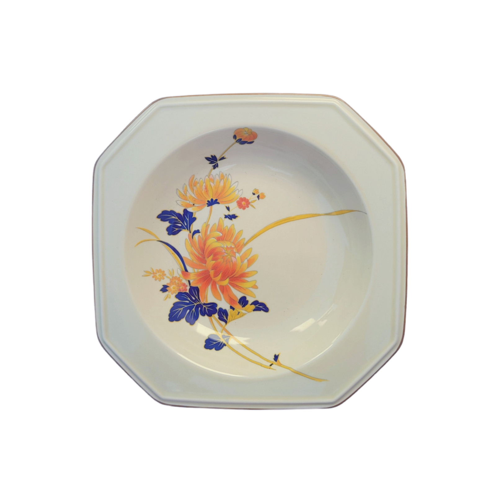 Vintage Mikasa Majestic Orange Purple Chrysanthemum Flowers Leaf 2 Square Bowls
