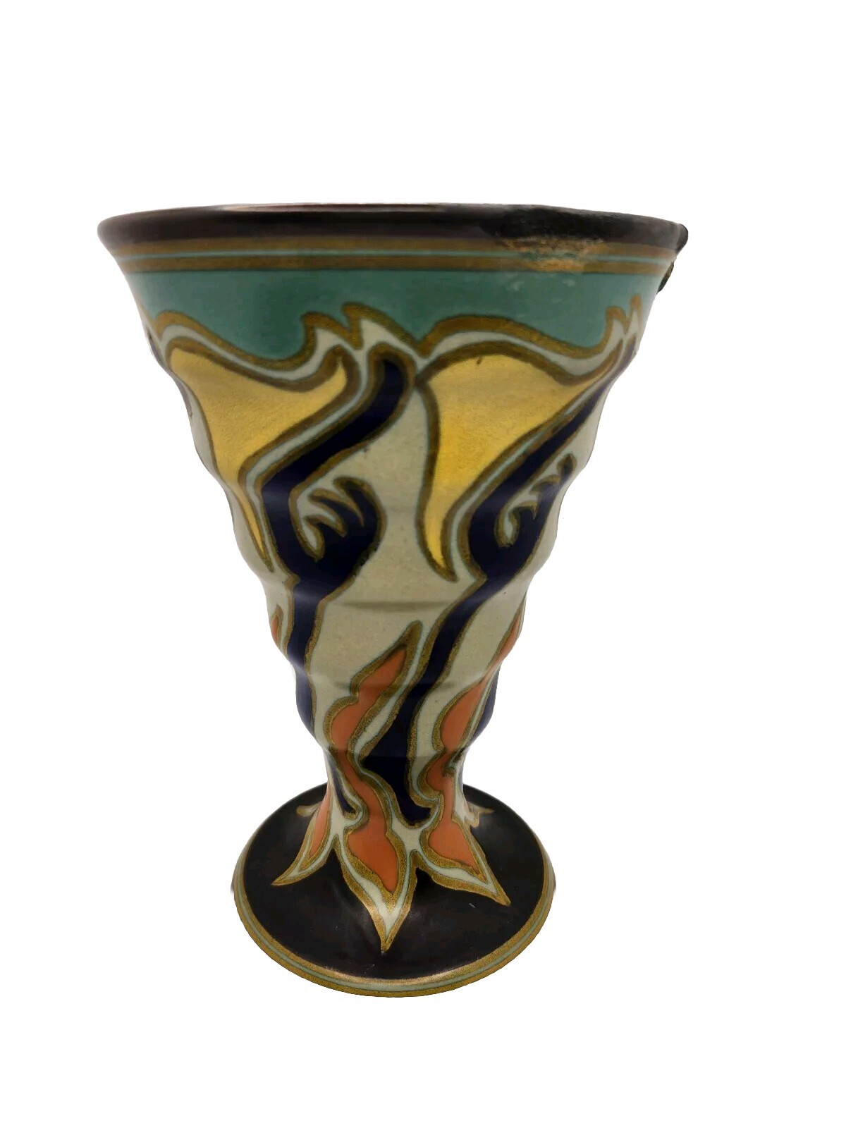 EARLY 1900\'S GOUDA GOYA HOLLAND VASE ZUID ART NOUVEAU DESIGN 7.5x5\