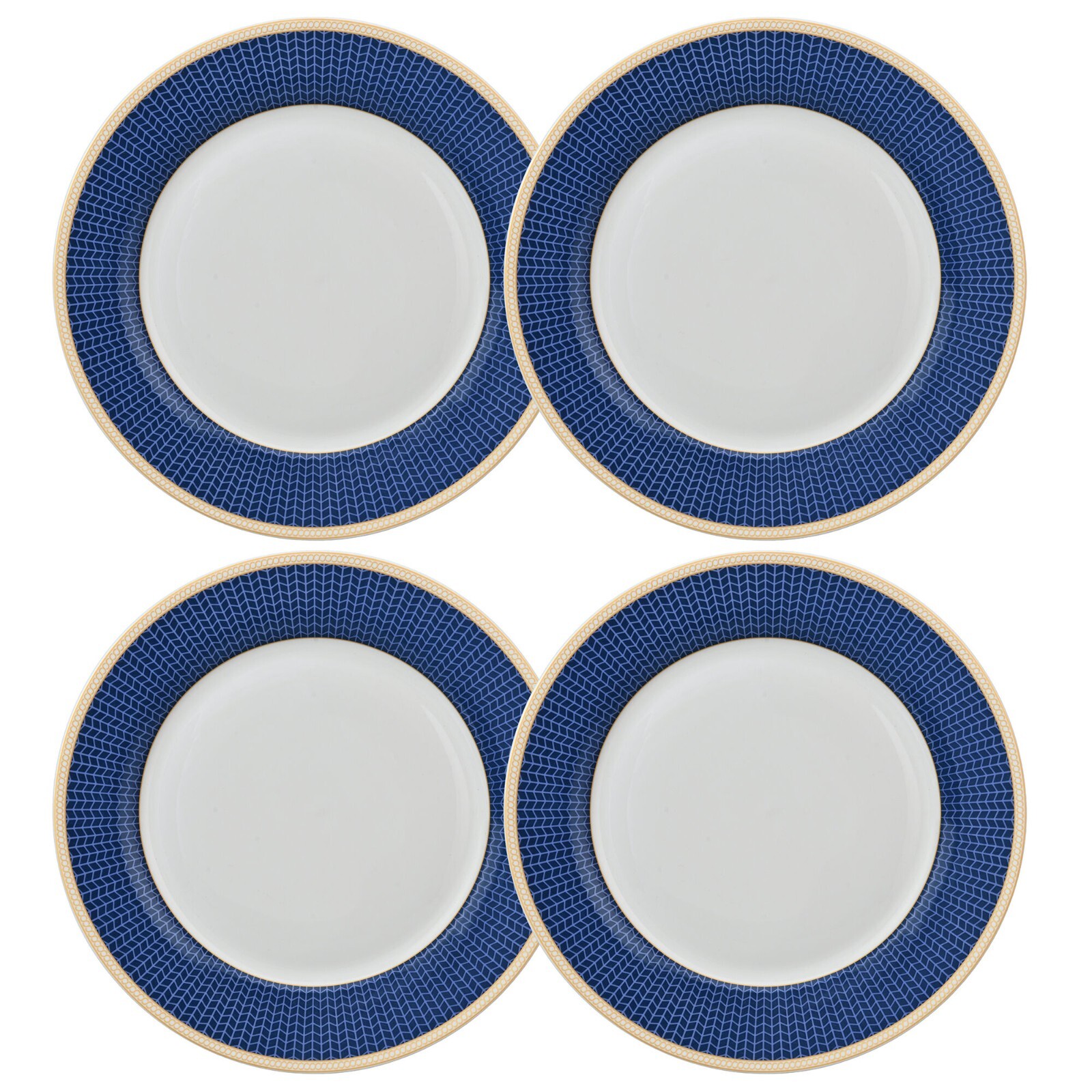 4-pc Melodie de Fleurs Dinner Plates, Bone China Plates, Blue Plates