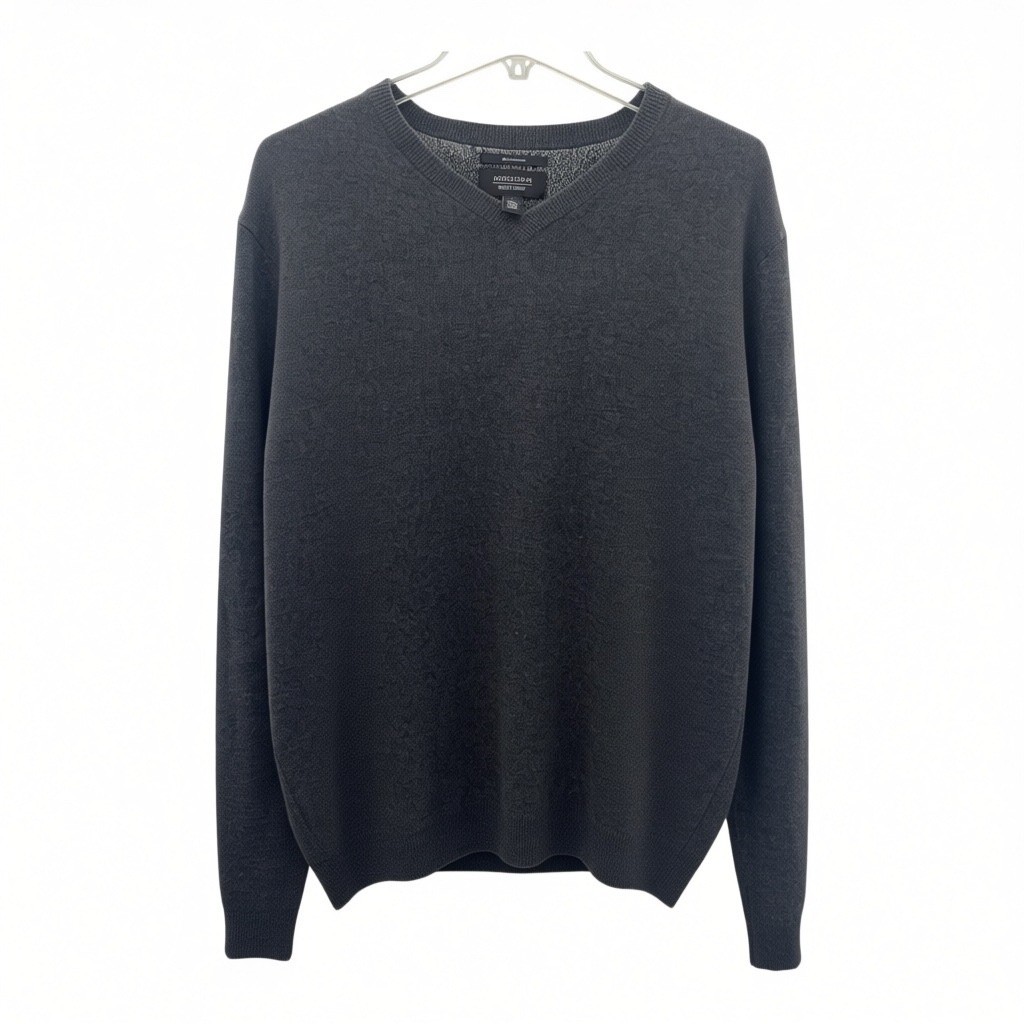 Nordstrom Men\'s 100% Cashmere Gray V-Neck Sweater Size L NWT Quiet Luxury