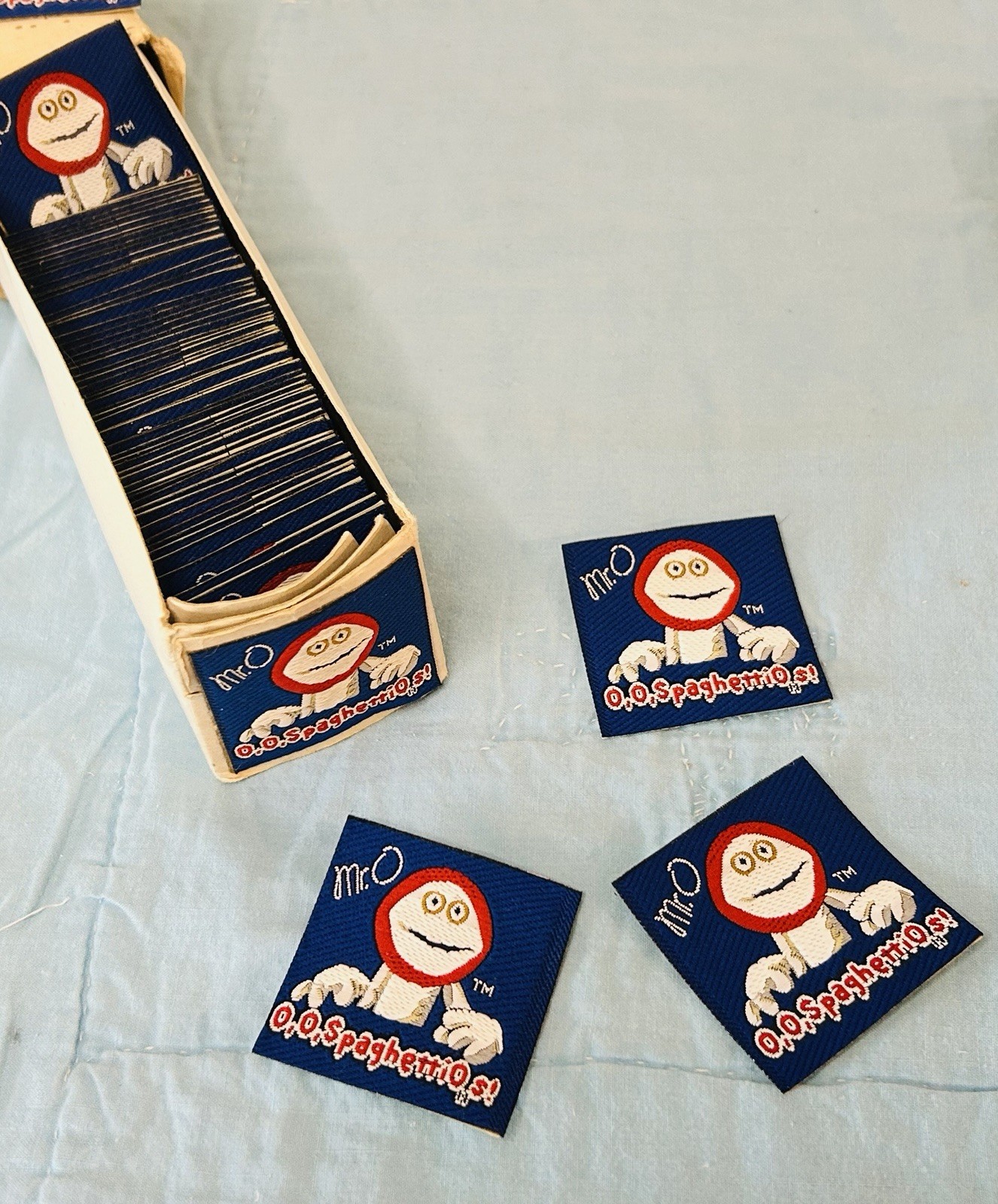 1 VINTAGE 1980's SpaghettiOs Mascot MR O Iron On Adhesive Woven Cloth Patch