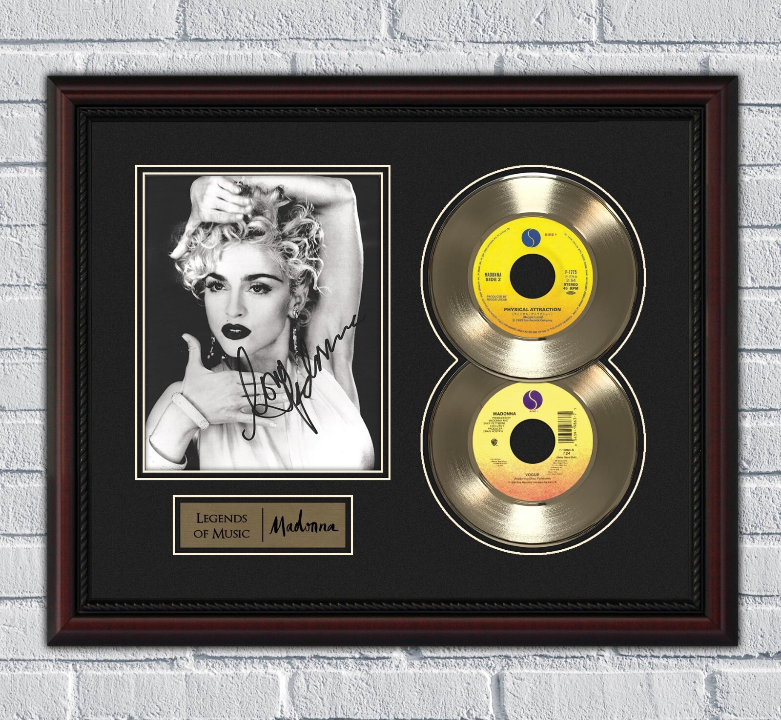 Madonna 2 Framed Gold or Platinum 45 Record w/ Reproduction Signatures