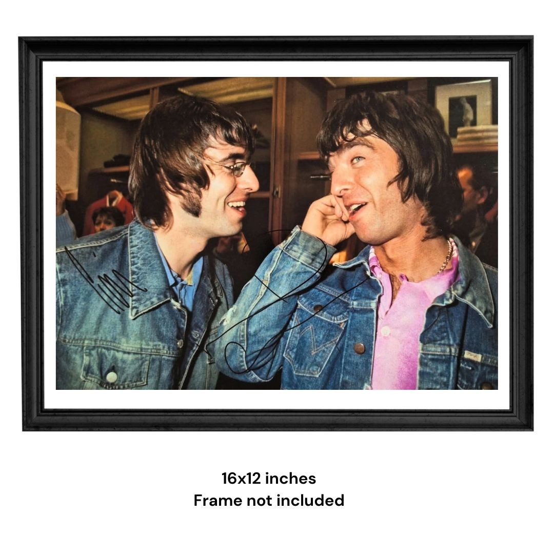 Noel & Liam Gallagher Hand Signed Oasis Photo Iconic Band Duo COA & PSA Approved
