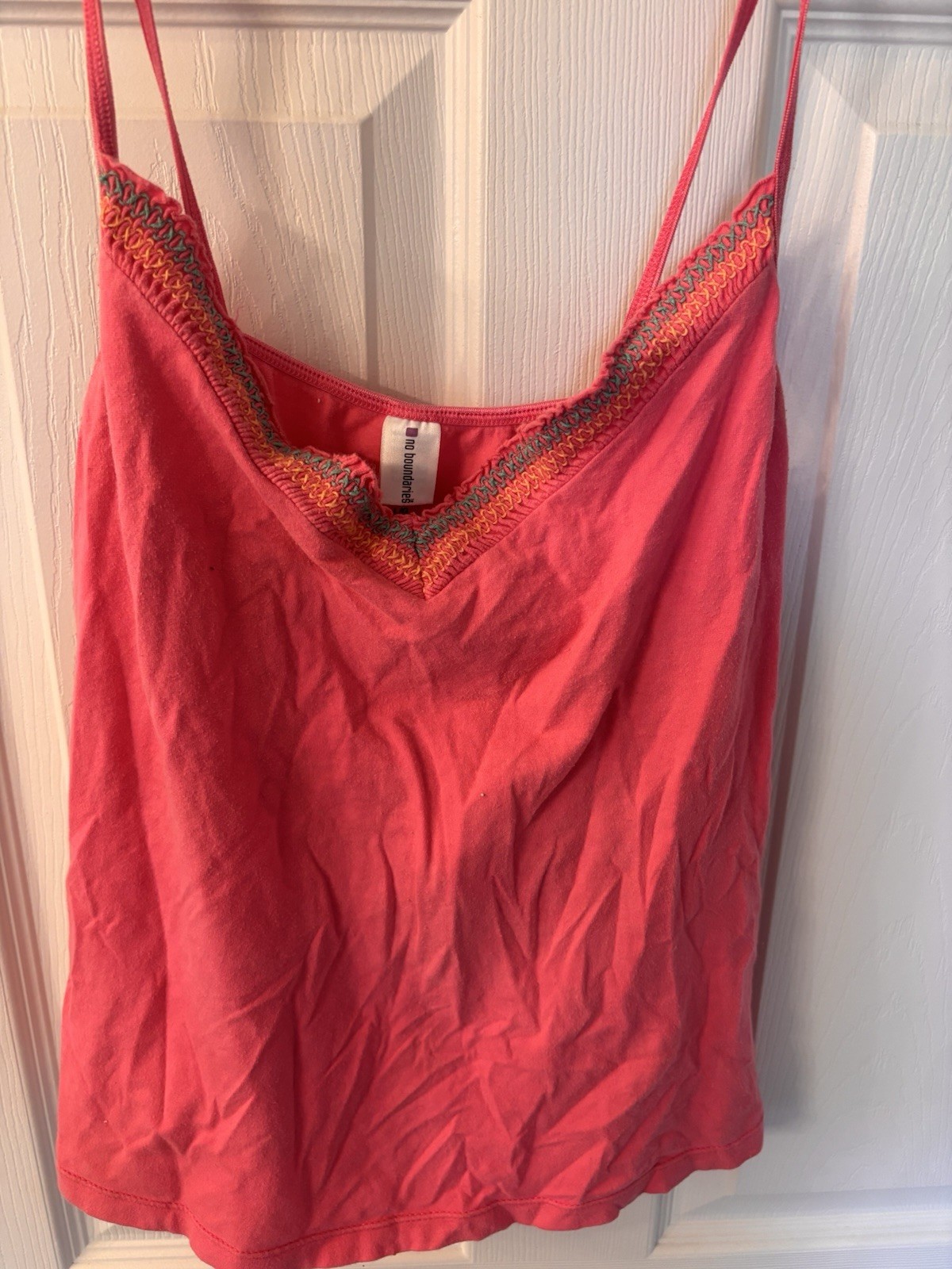 Vintage Y2K Women’s Pink Solid Cotton Stretch Spaghetti Strap Camisole M