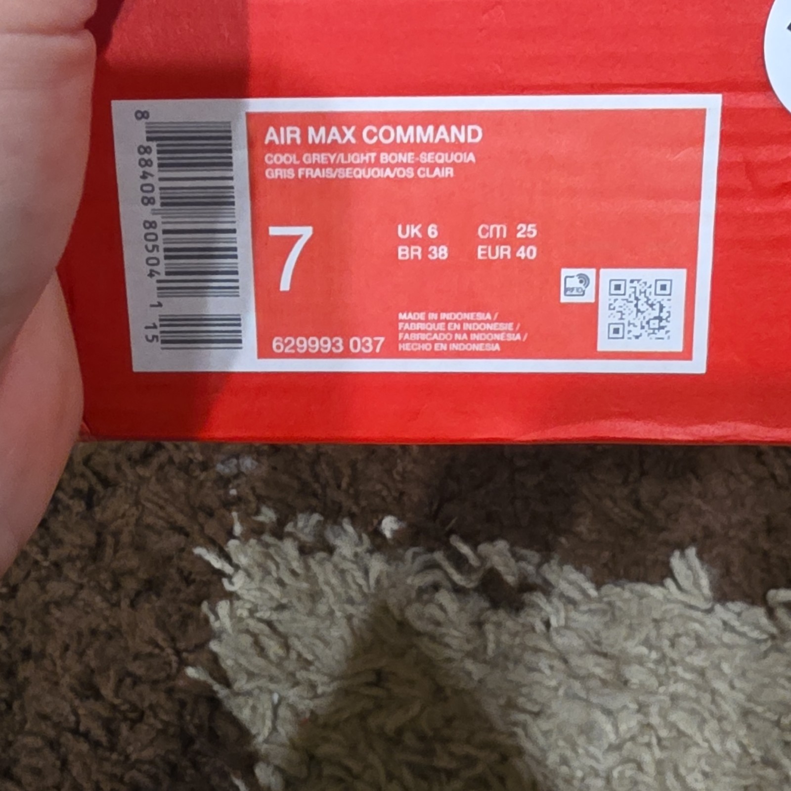 Nike Air Max Command Men’s Textile Sneakers Cool Grey/Sequoia 629993-037